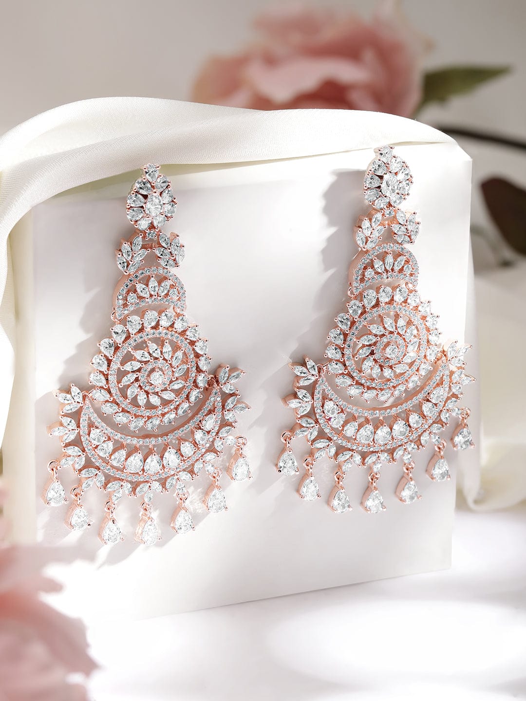 Timeless American Diamond Zirconia White Chandelier Earrings