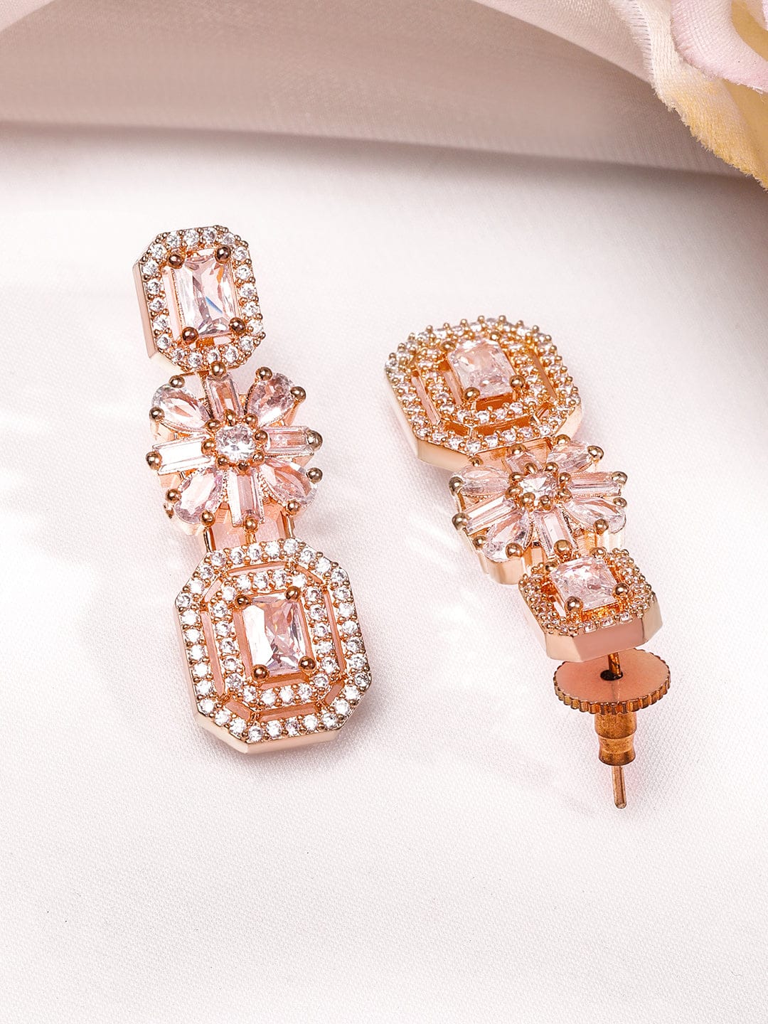 American Diamond Zirconia Rose Gold Necklace Set
