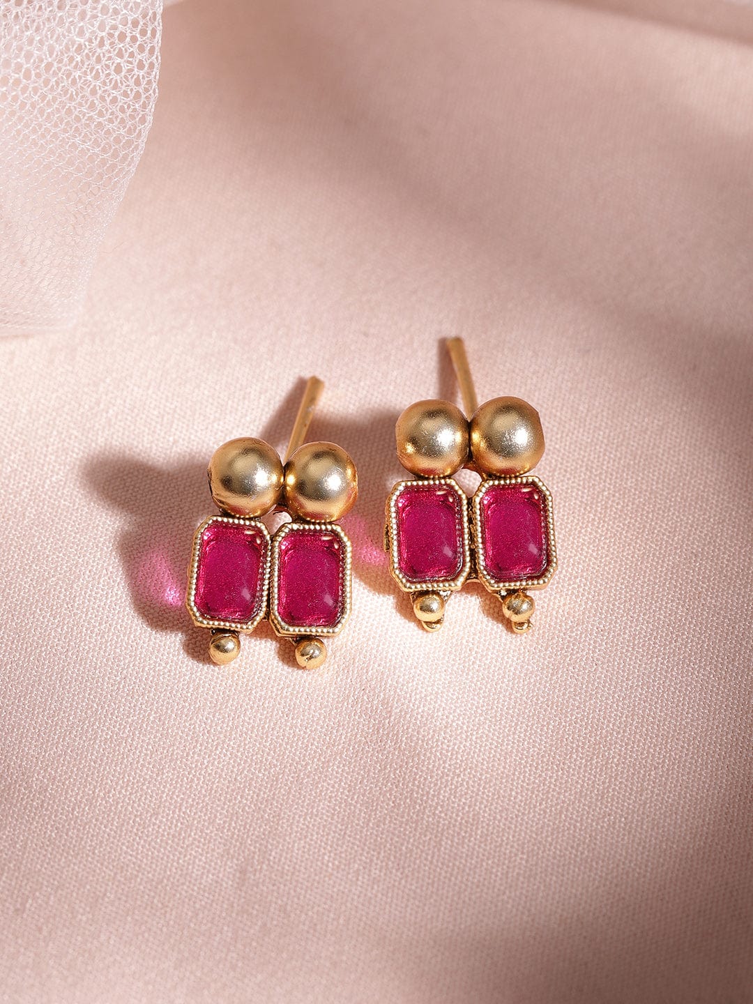 Ruby Studded Short Necklace Set