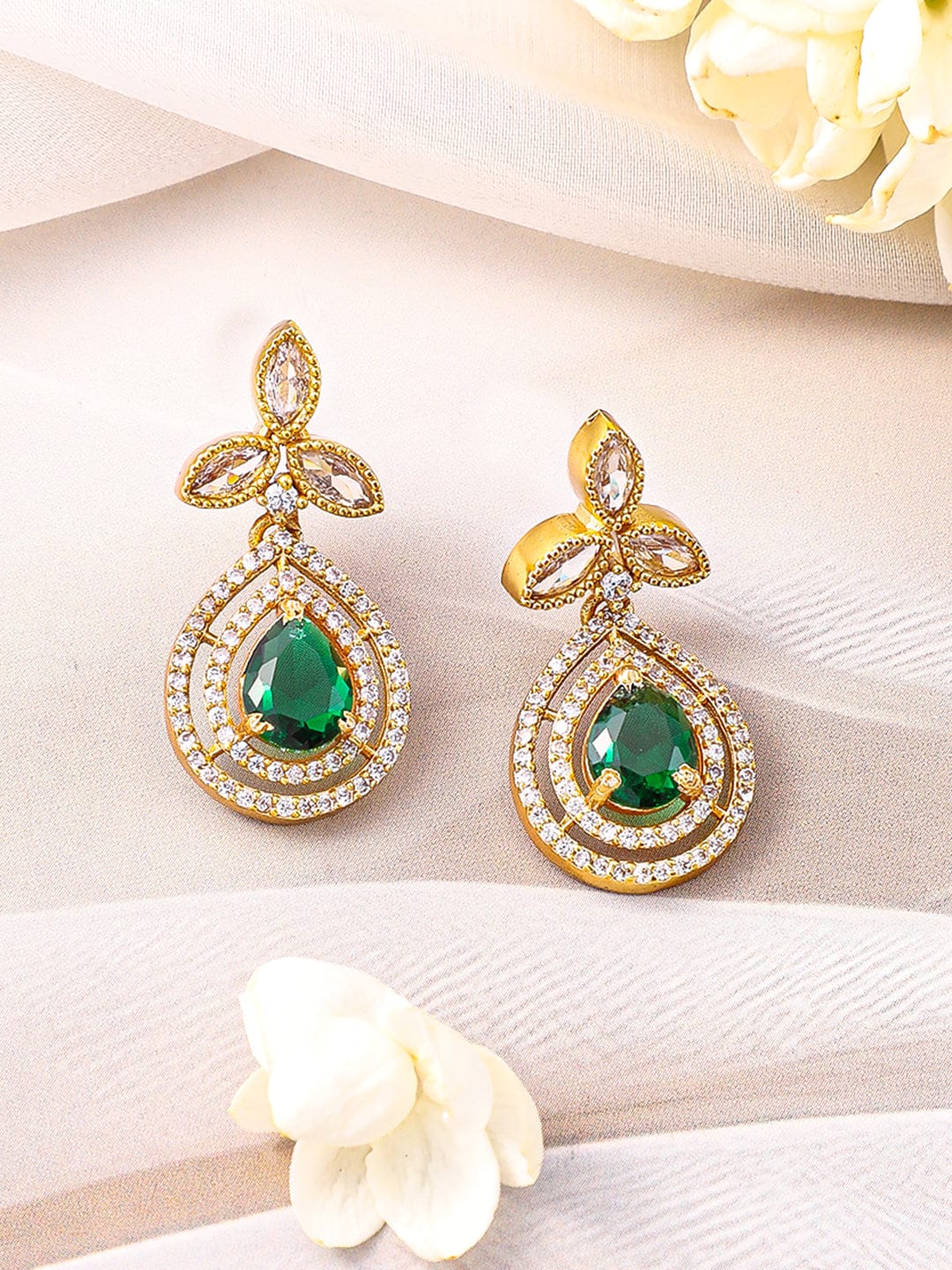 Emerald Green American Diamond Zirconia Necklace Set