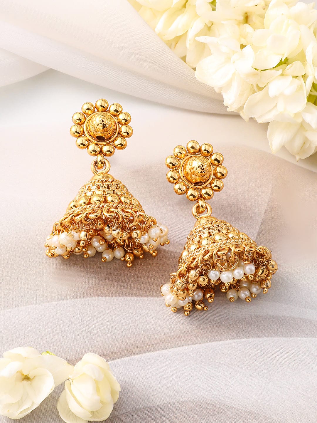 Golden Pearl Beaded Necklace Set