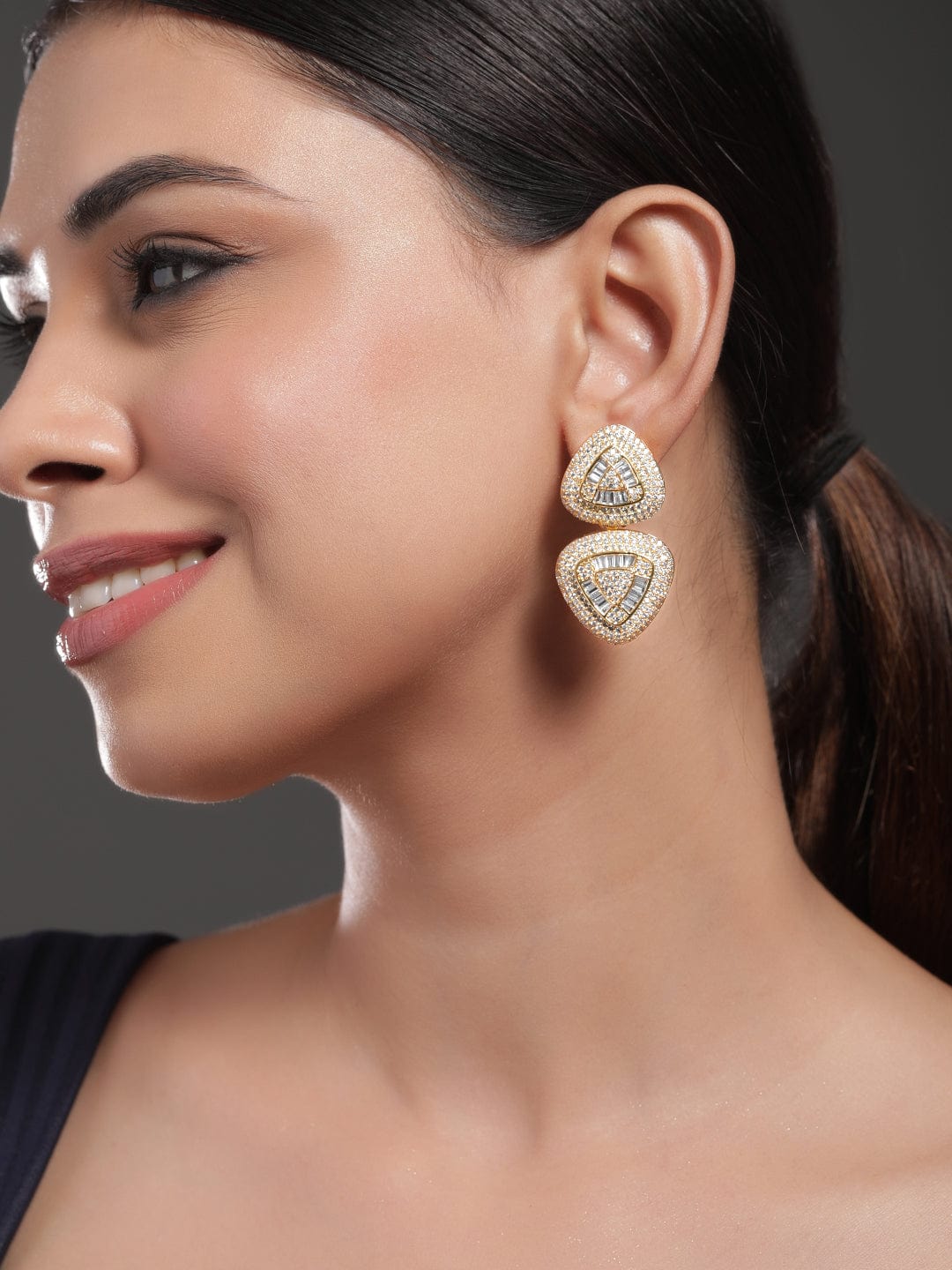 Soft Curve Triad American Diamond Zirconia Drops