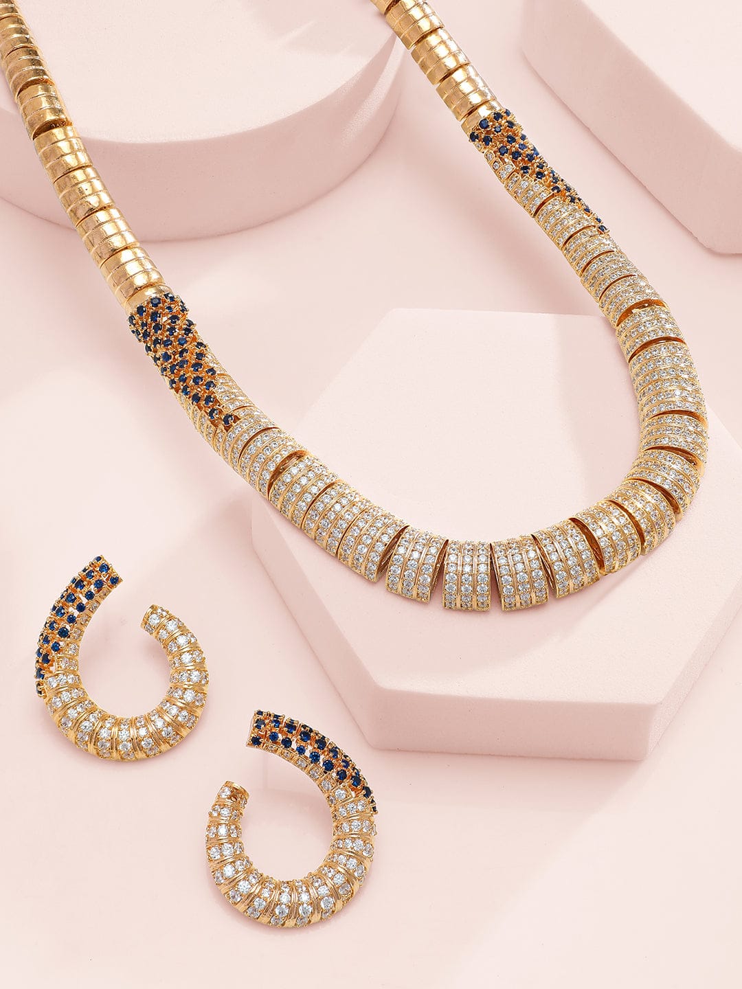American Diamond Zirconia Tube Style Necklace Set