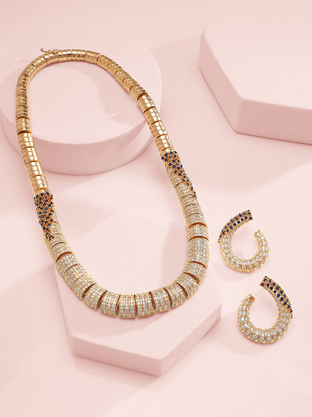 American Diamond Zirconia Tube Style Necklace Set