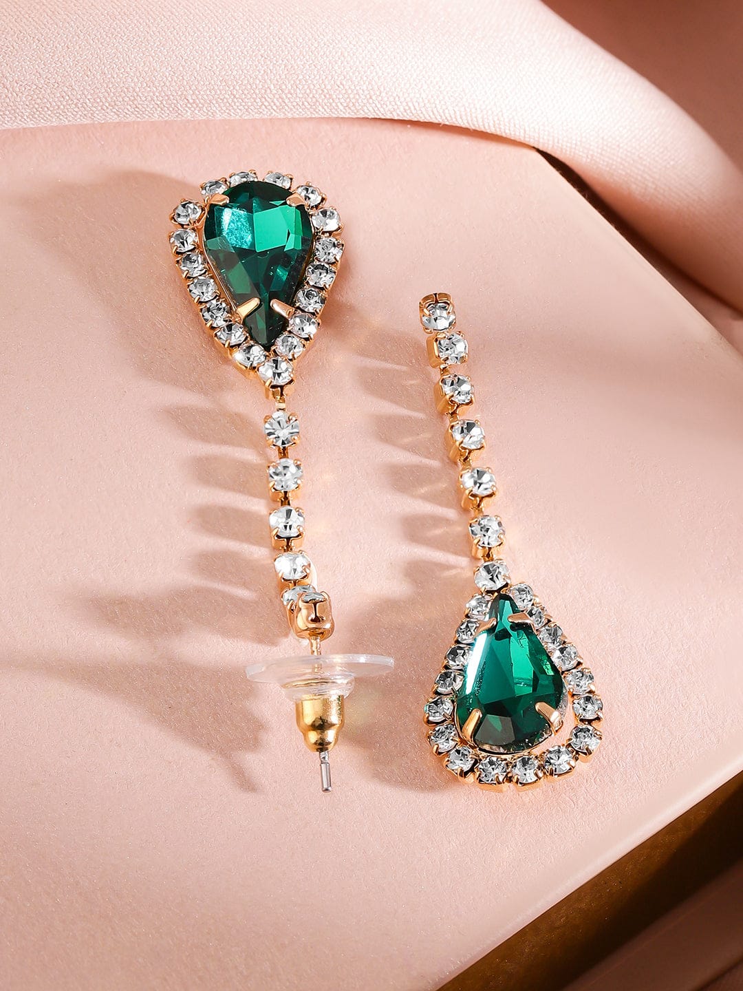 Green Teardrop American Diamond Zirconia Necklace Set