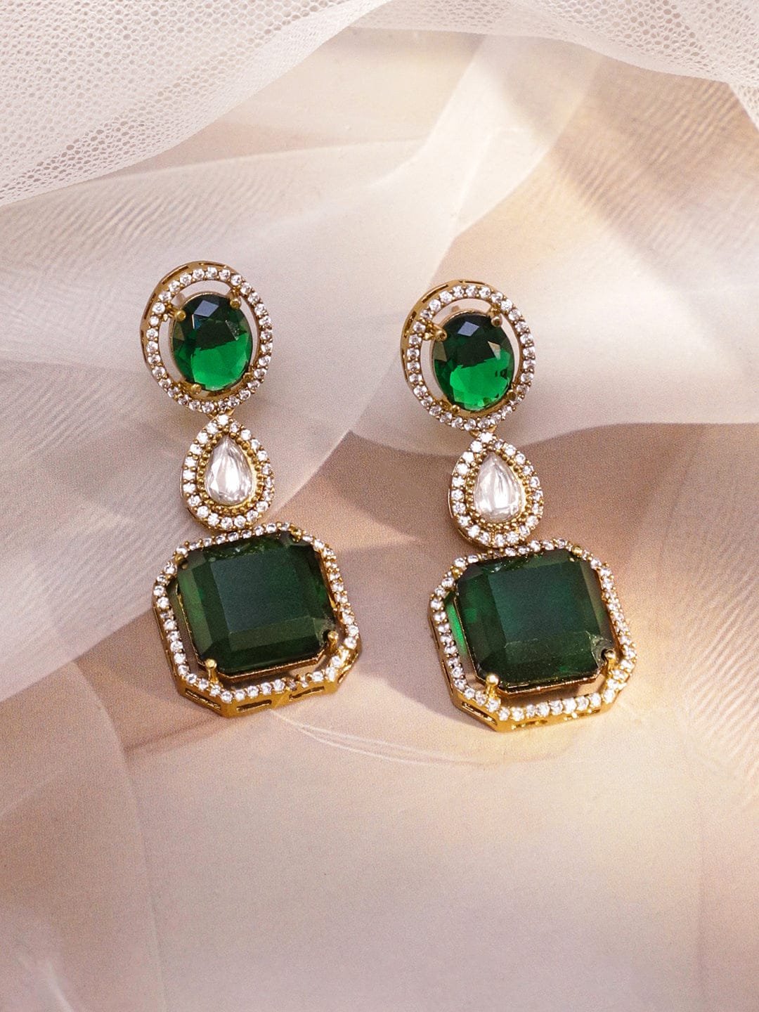 Dainty Green & White Necklace Set