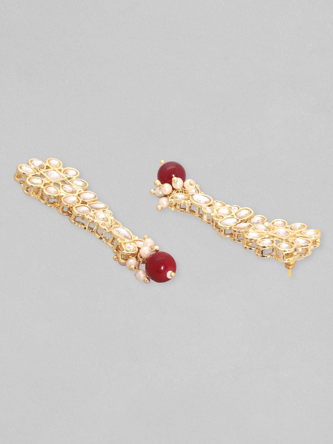 Wentra 24K Gold Plated Kundan Stone Studded Multicolour Pearl & Beads Necklace Set