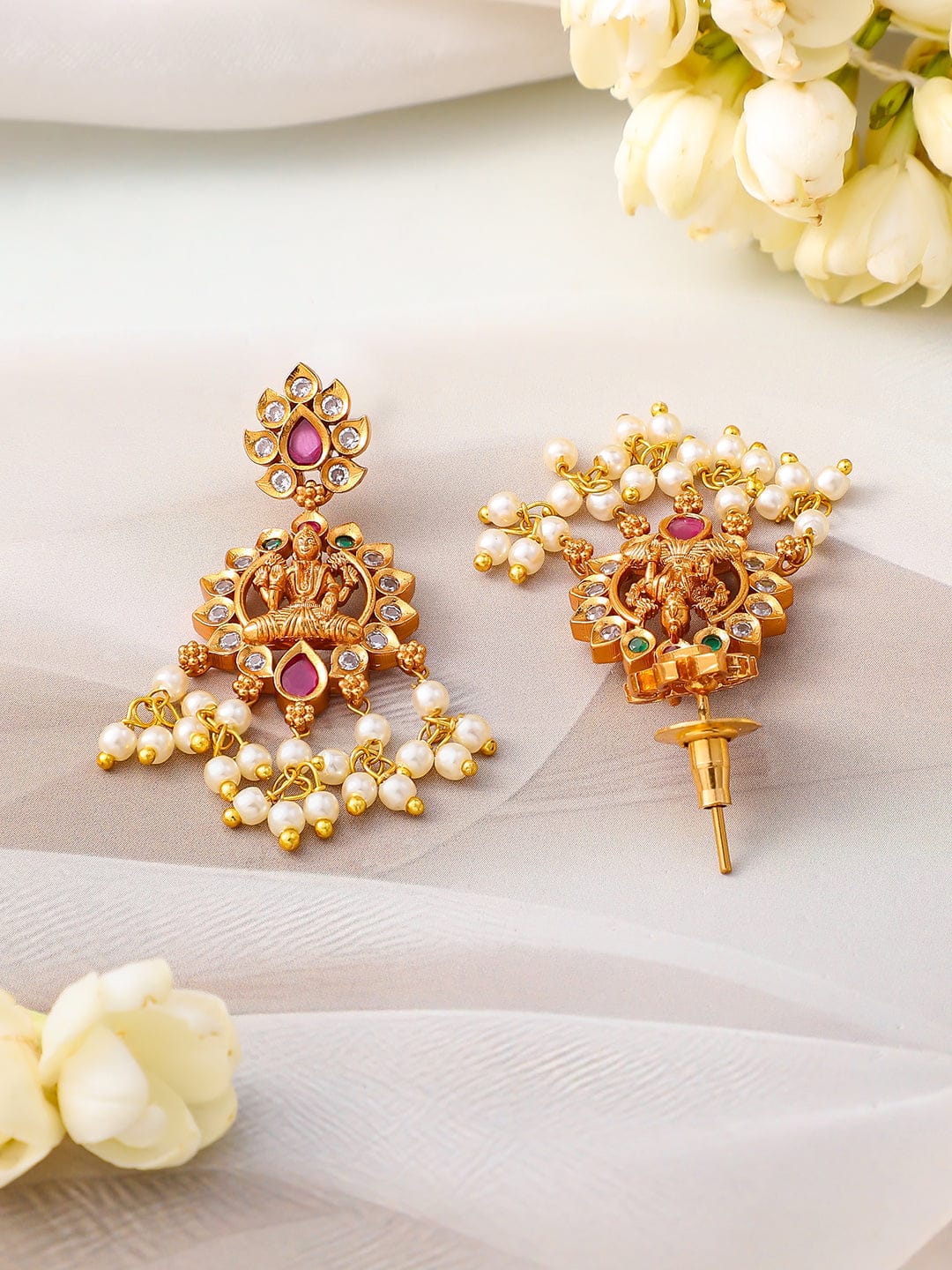 Laxmi Motif Necklace Set with Pearl Detailing
