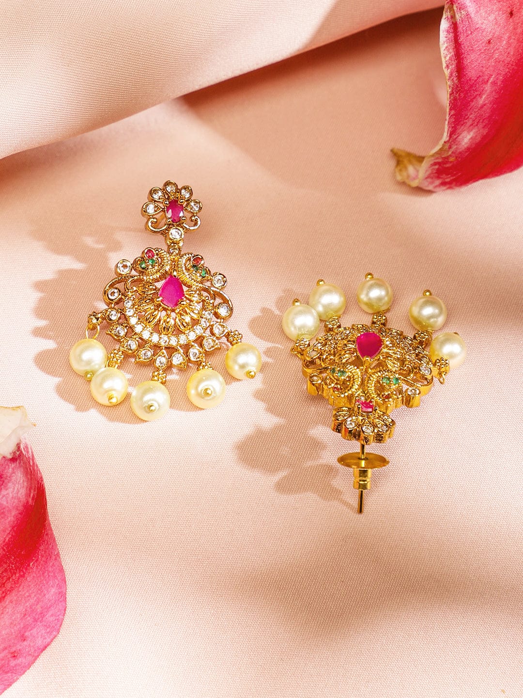 Multicolor Studded Pearl Drop Necklace Set
