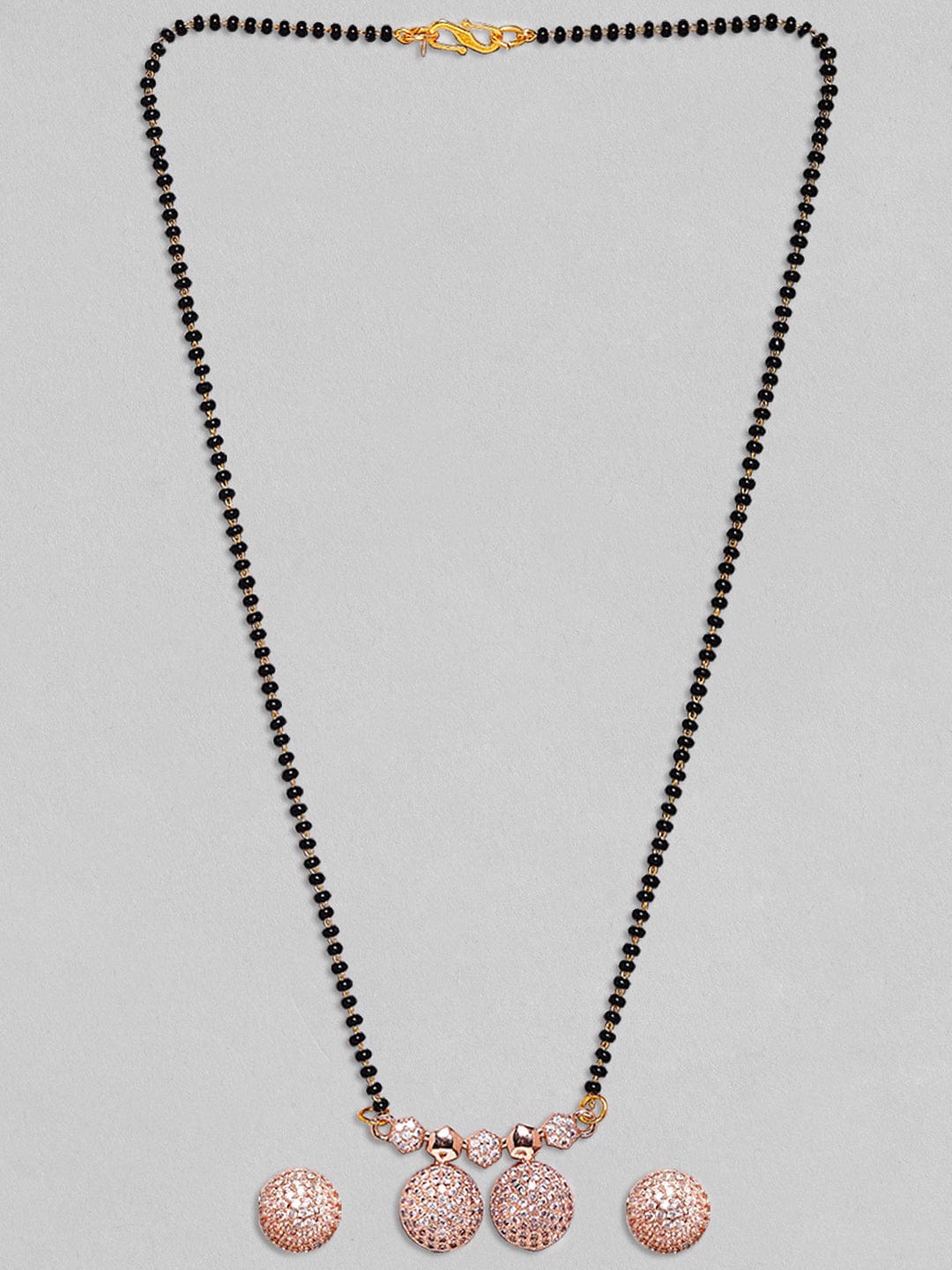 American Diamond Zirconia Rose Gold Mangalsutra Set