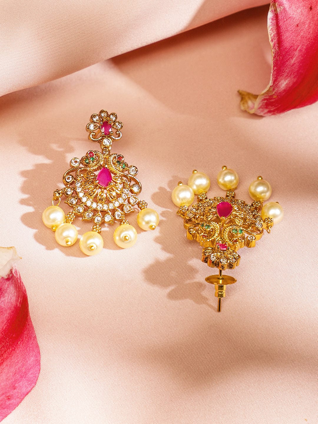 Multicolor Studded Pearl Embellished Necklace Set