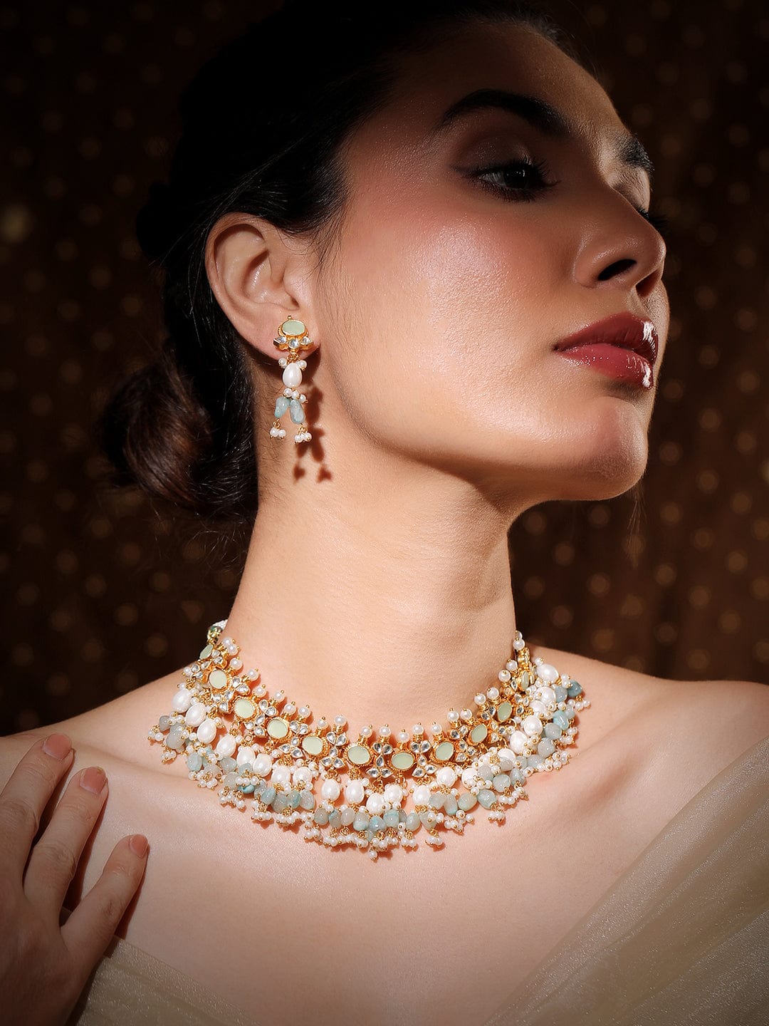 Mint Luxe Kundan Necklace Set