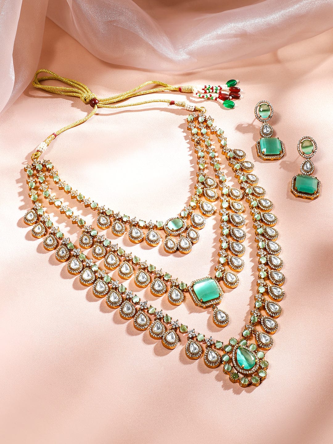 Gleaming Blue Multilayer Kundan Necklace Set