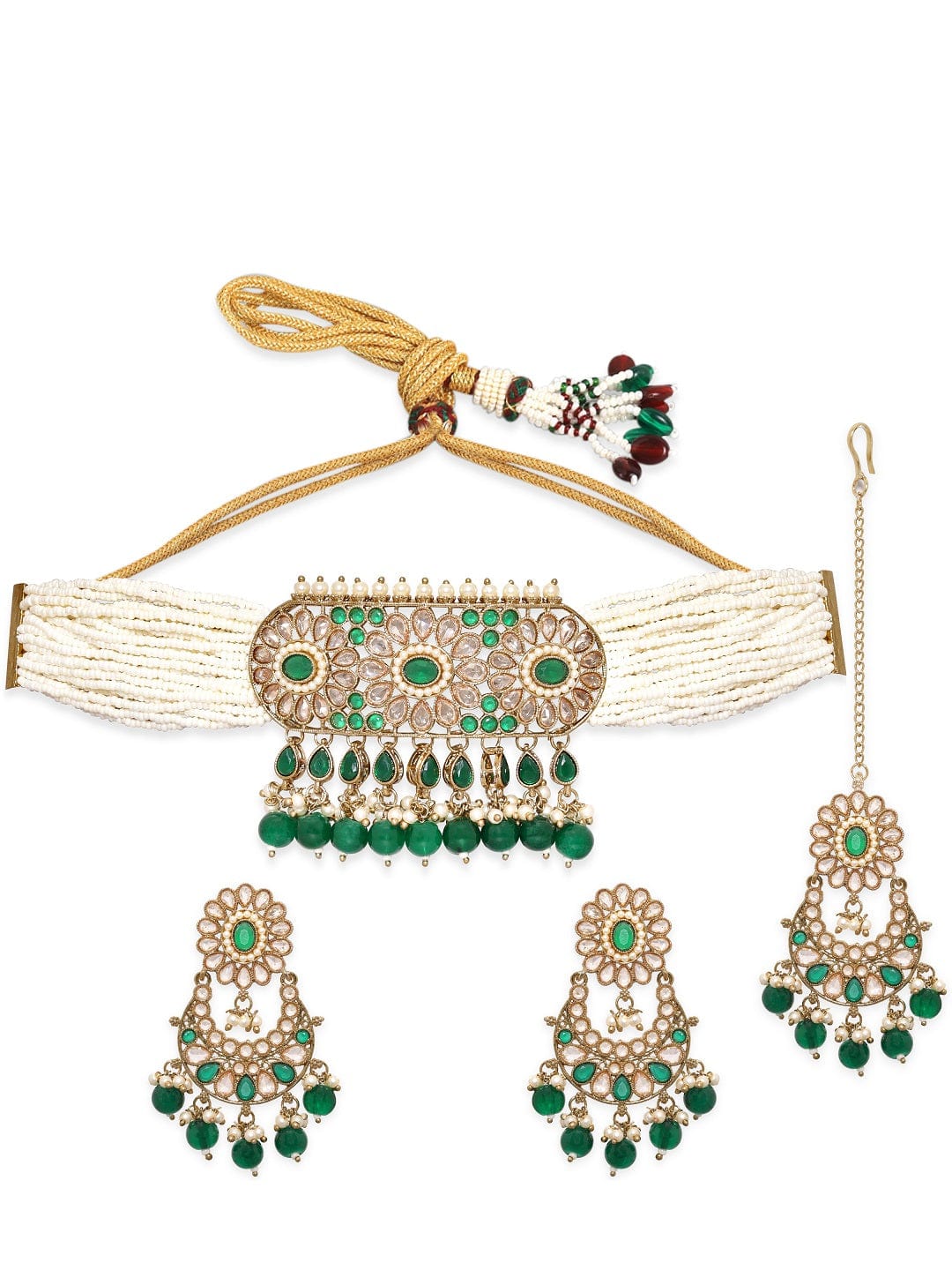 Royal Pearls Green Choker Set