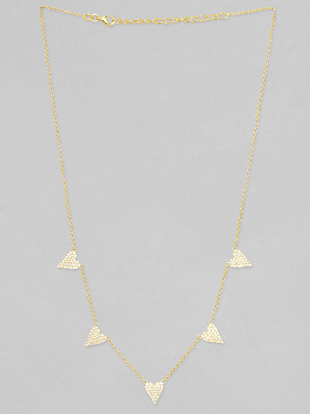 Wentra 925 Silver 18K Gold Plated Chain With Zircons Studded Multi Heart Charms Necklace