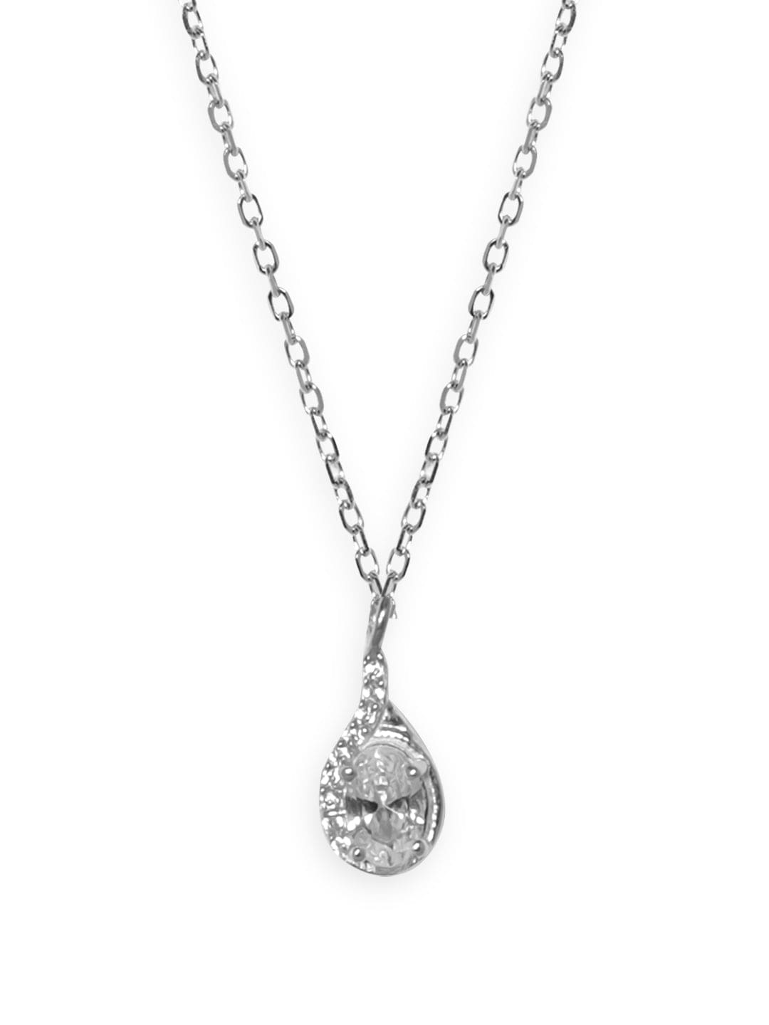 Silver Toned Crystal Drop Necklace
