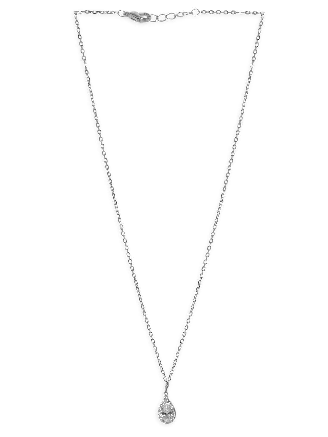 Silver Toned Crystal Drop Necklace