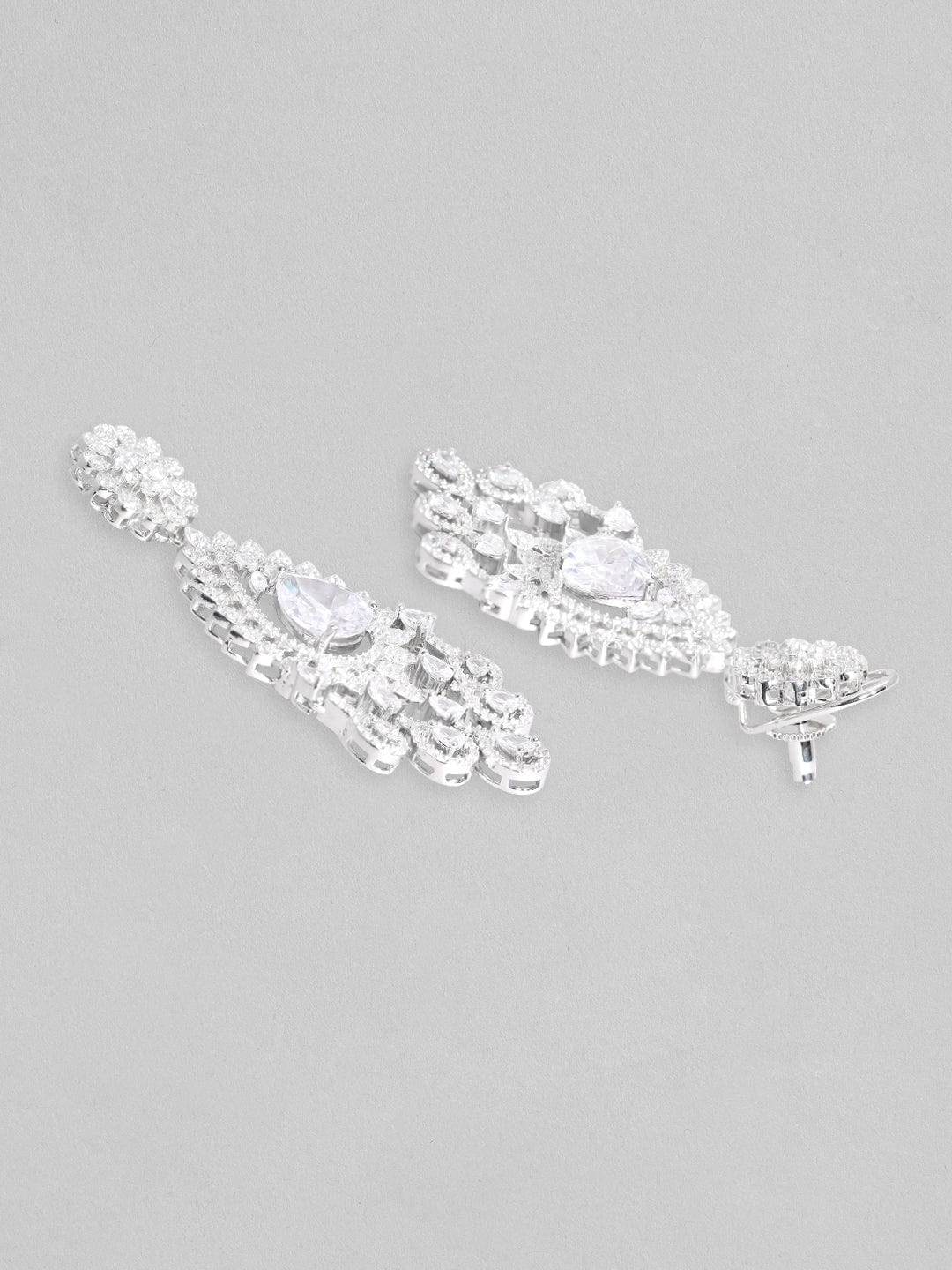 American Diamond Zirconia Floral Drop Necklace Set
