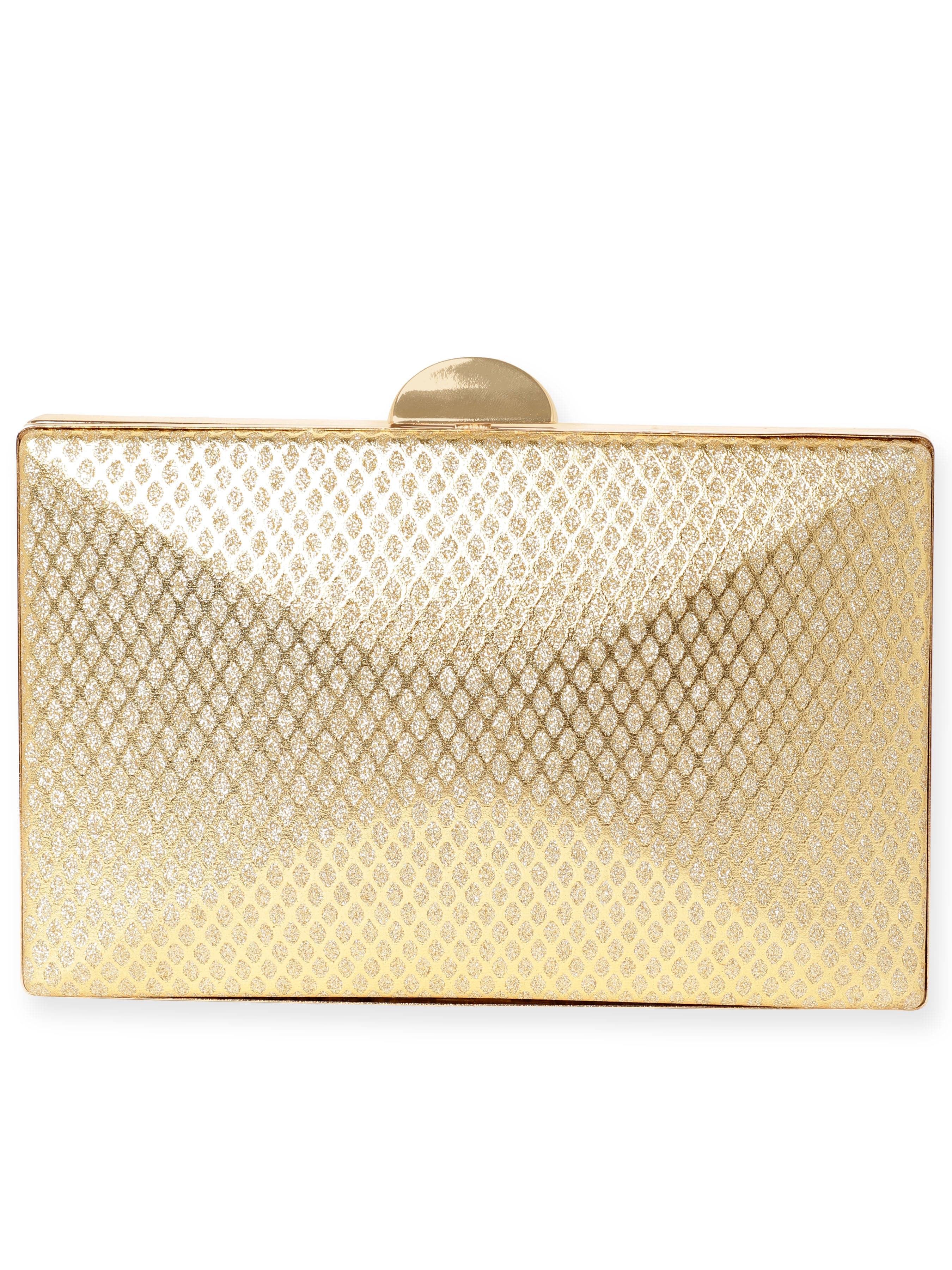 Wentra Artisan Elegance Handcrafted Gold Shimmery Clutch Bag
