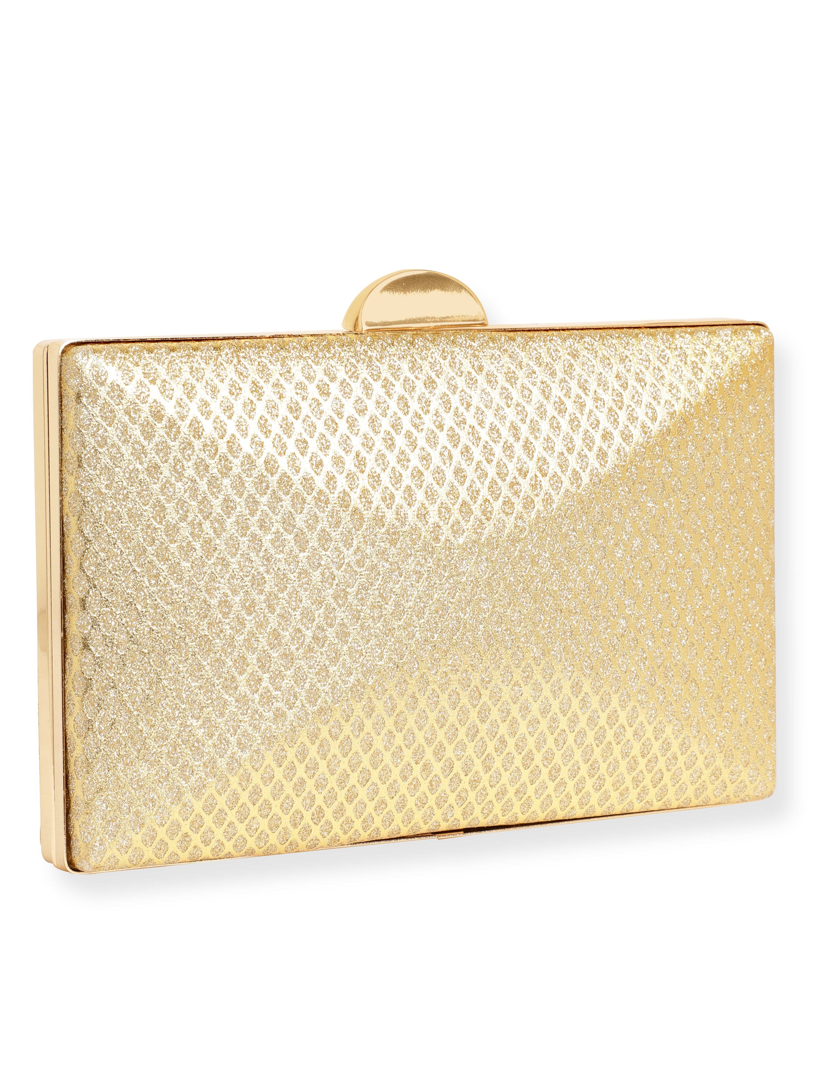 Wentra Artisan Elegance Handcrafted Gold Shimmery Clutch Bag