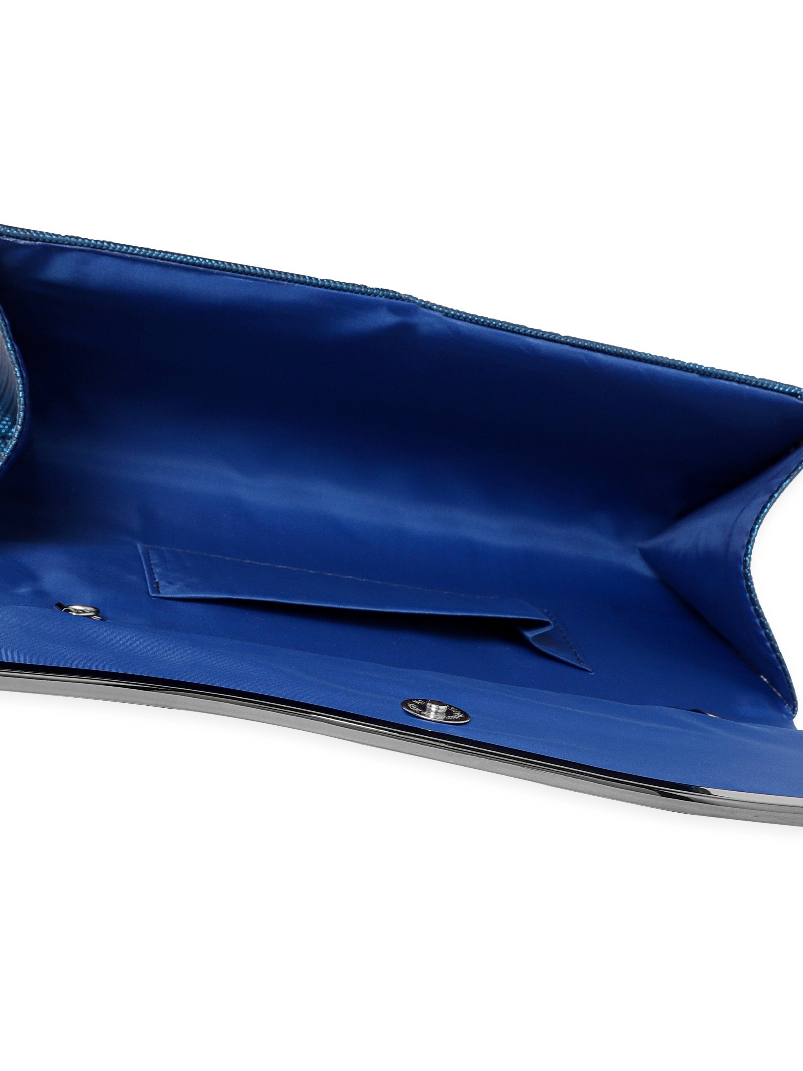 Wentra Artisanal Charm Handcrafted Blue Clutch Bag
