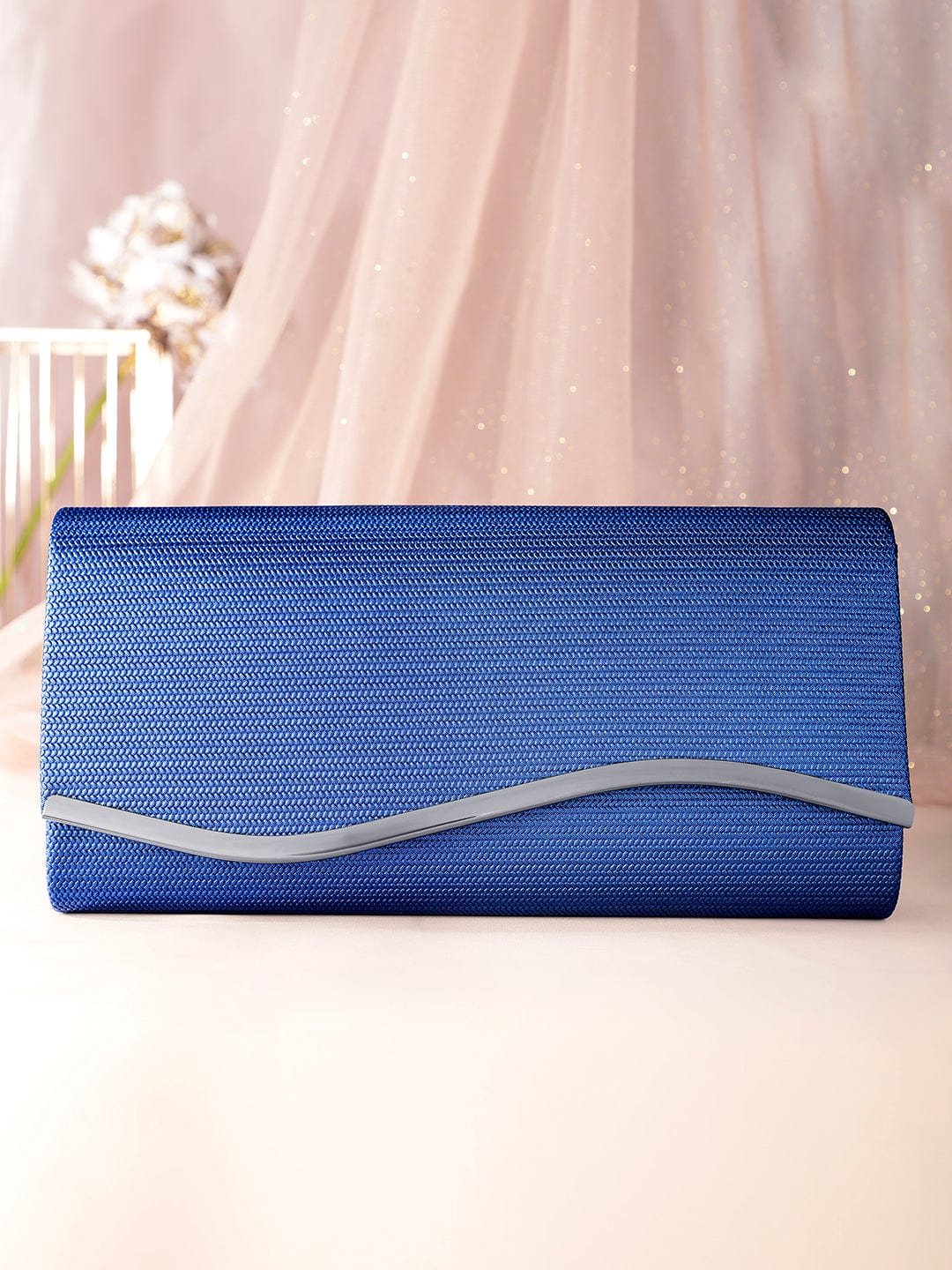 Wentra Artisanal Charm Handcrafted Blue Clutch Bag