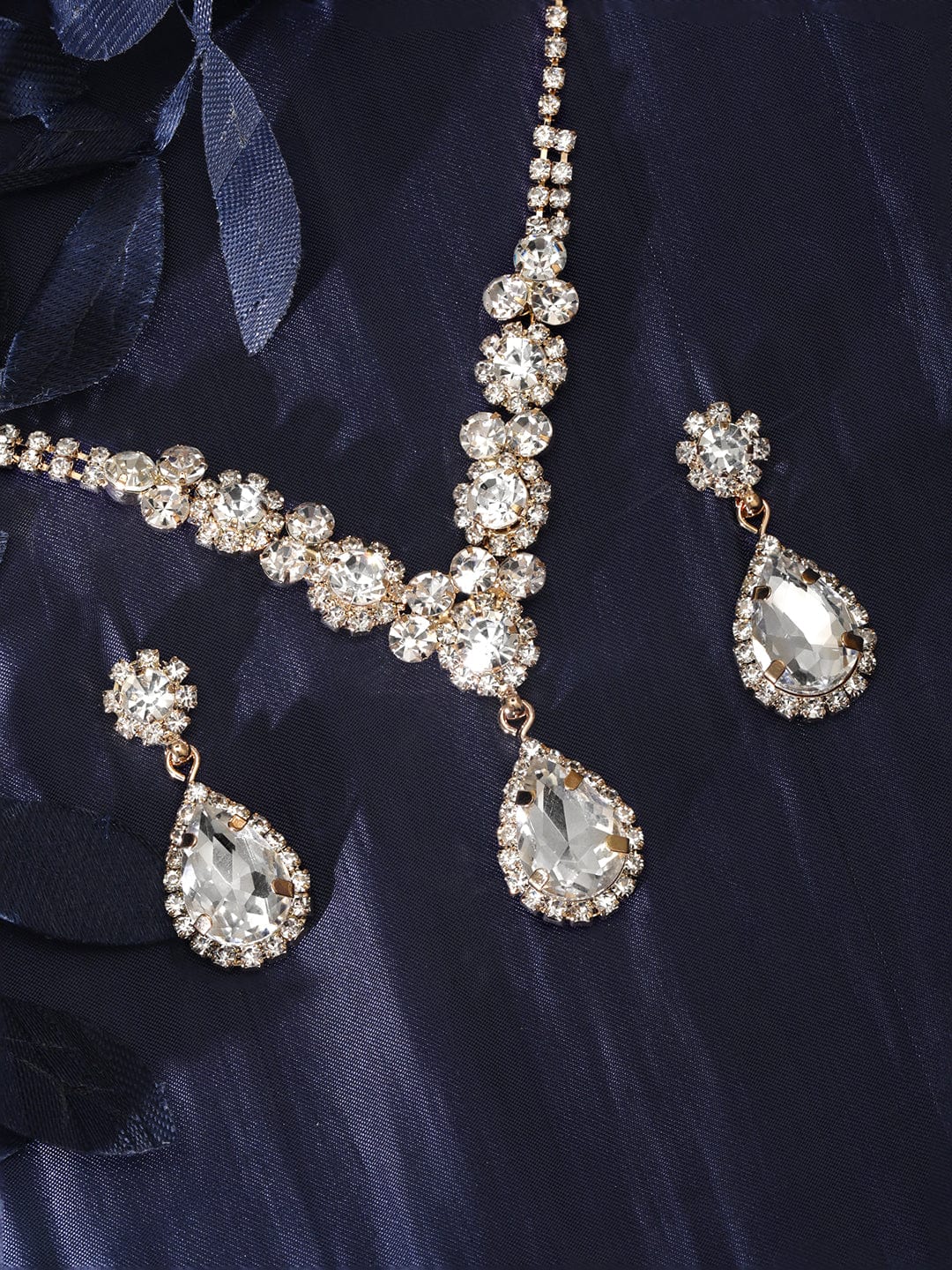 American Diamond Zirconia Teardrop Crystal Necklace Set
