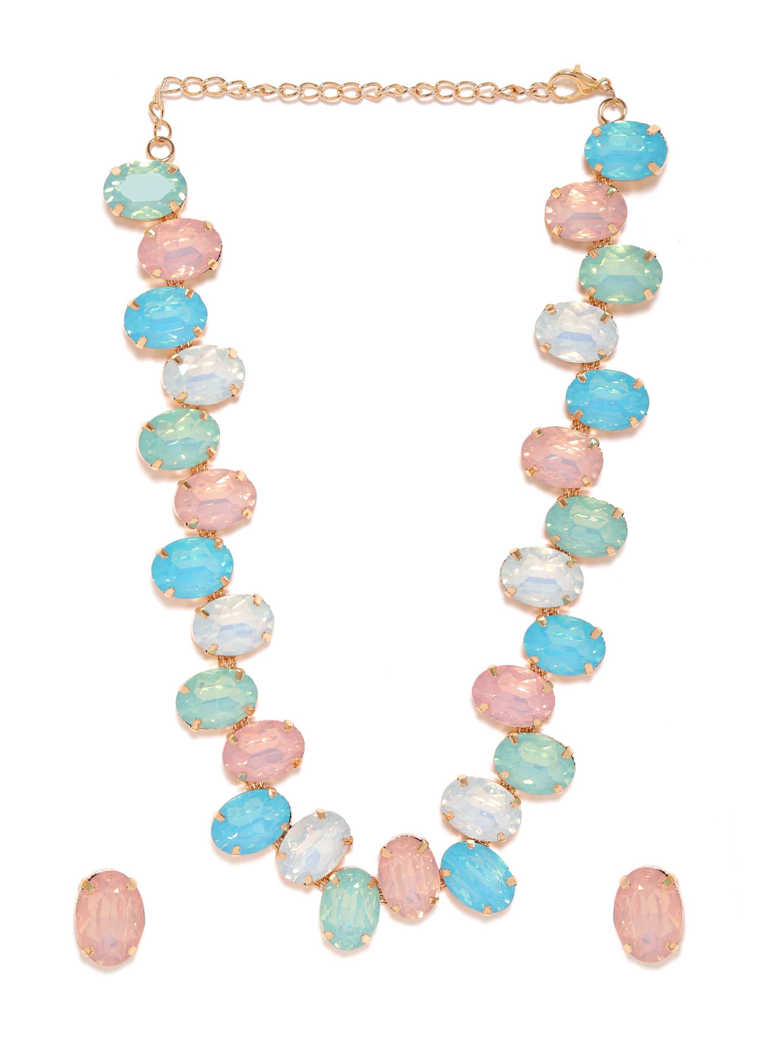 Blue Pink Waves Necklace Set