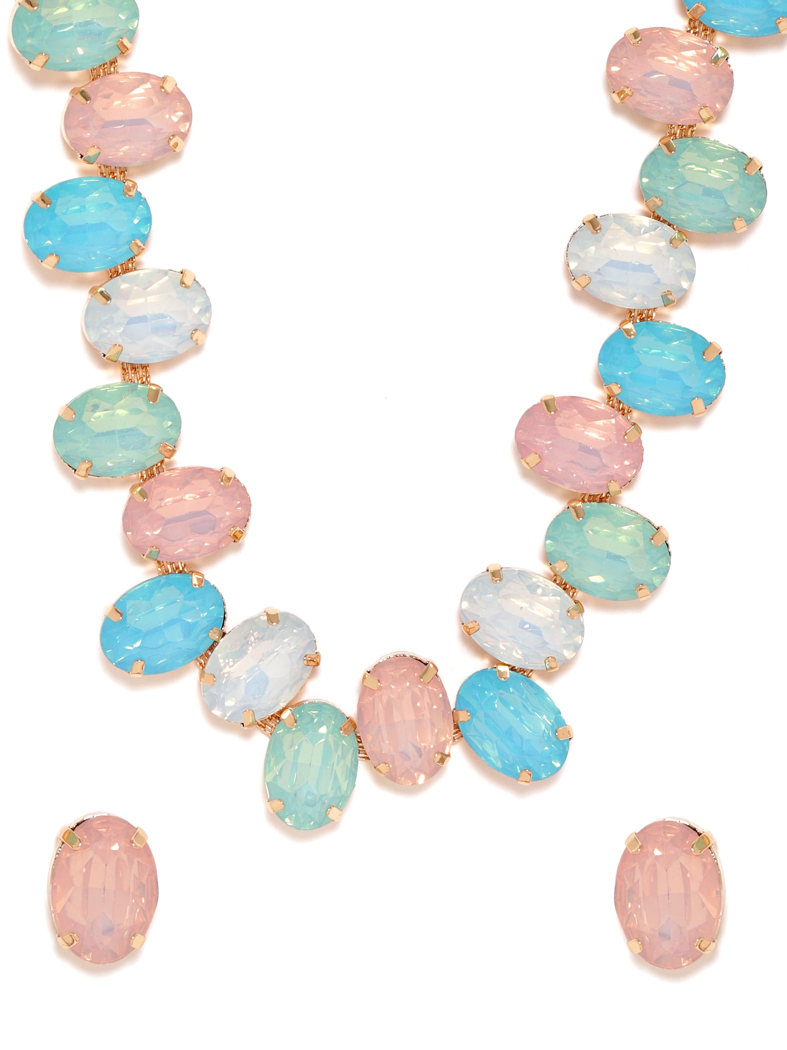 Blue Pink Waves Necklace Set