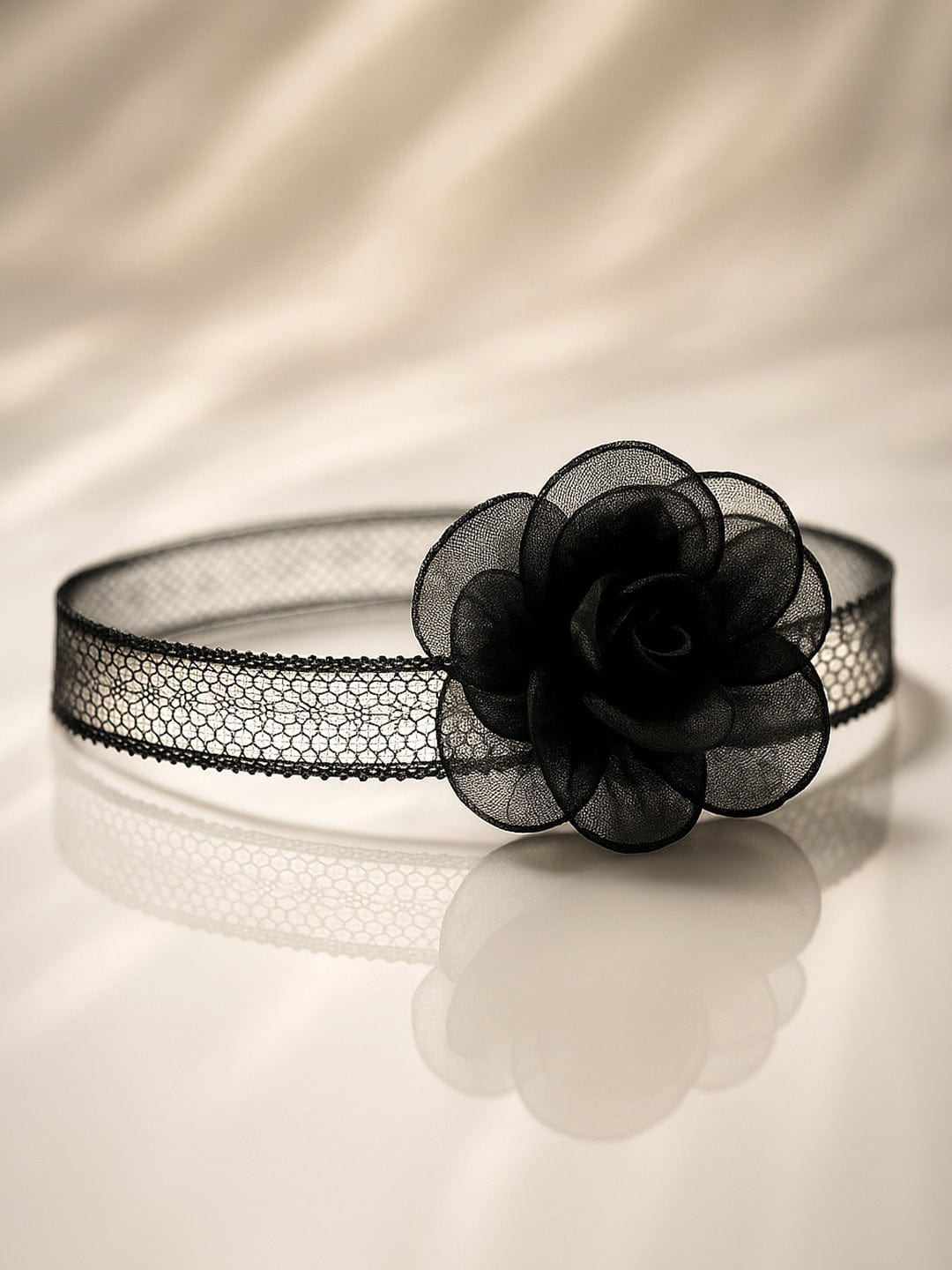 Black Lace Choker with Flower Accent