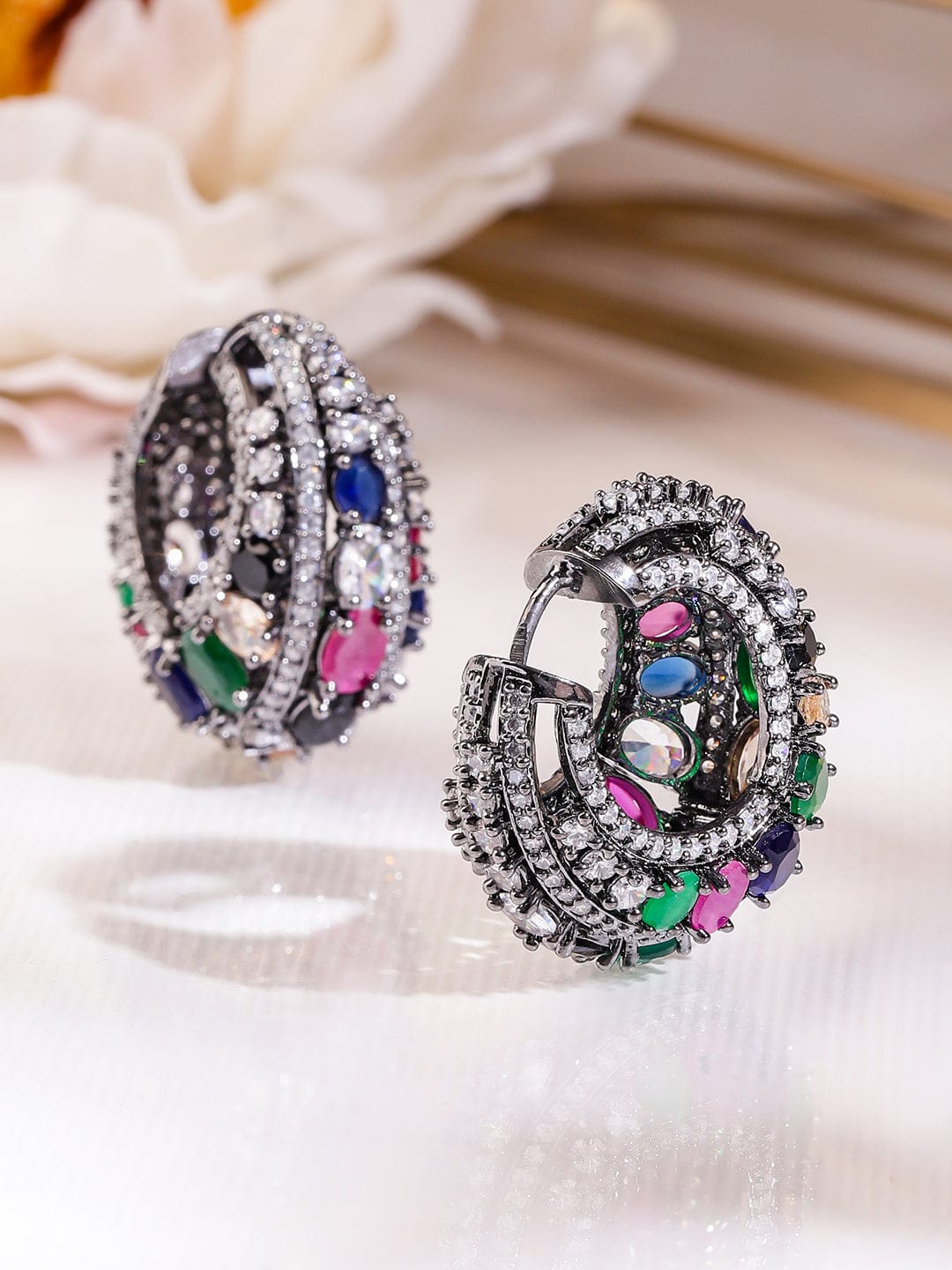 Stylish Fusion Multicolour Zirconia Hoops