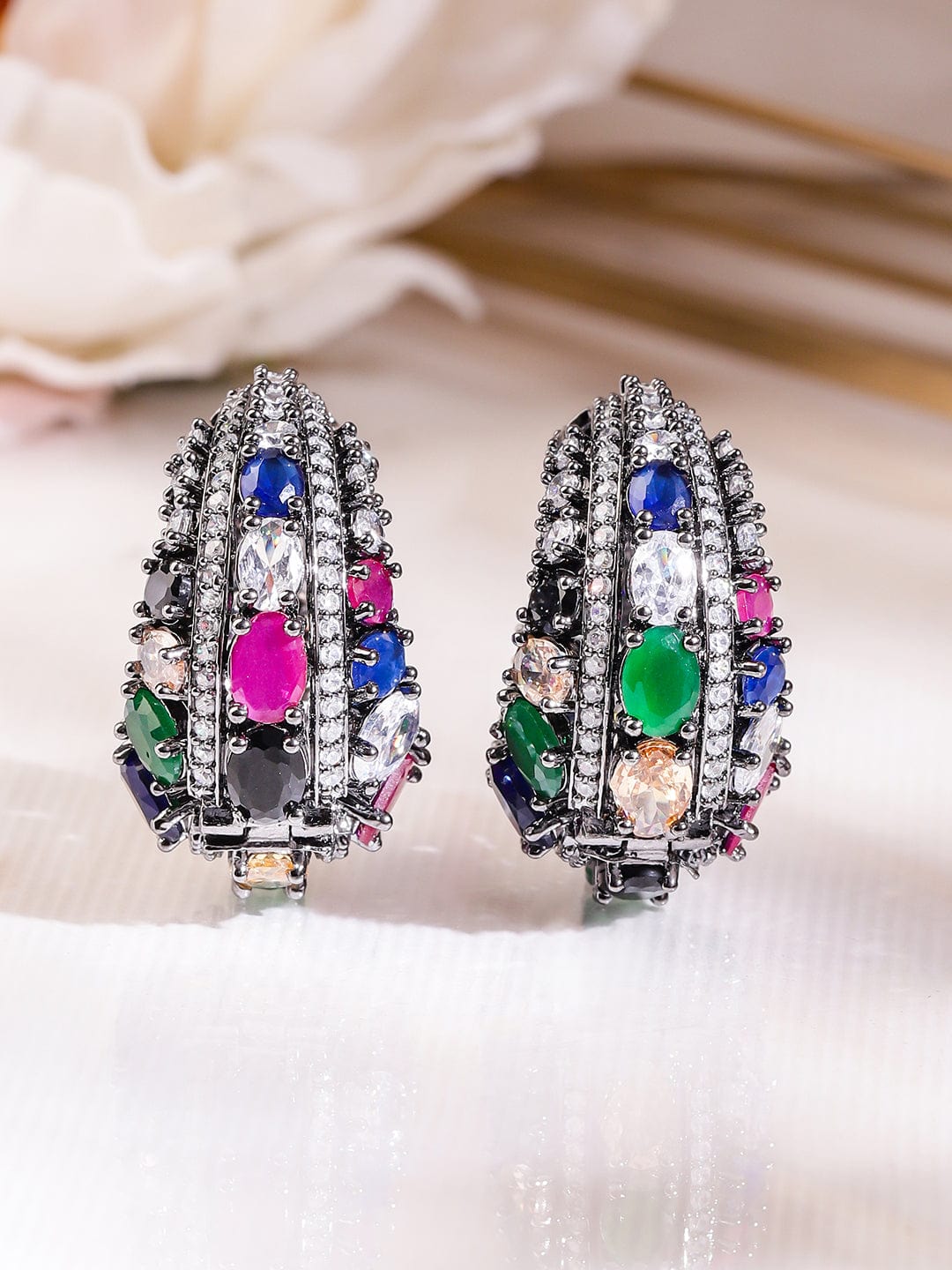 Stylish Fusion Multicolour Zirconia Hoops