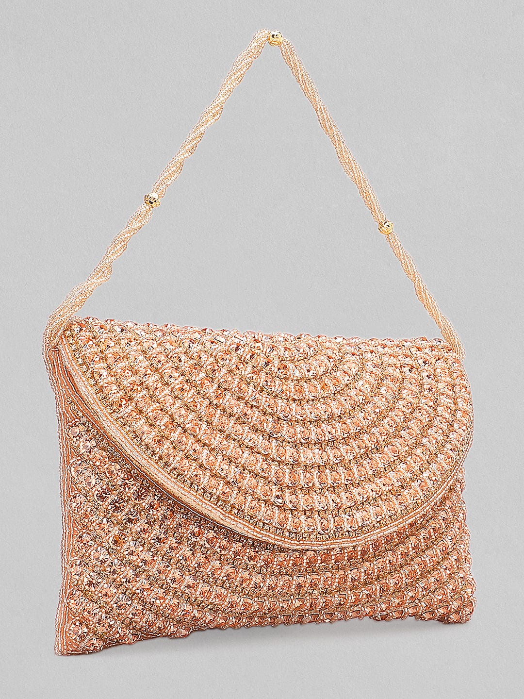 Wentra Brown Stoned Beadwork Hand Bag