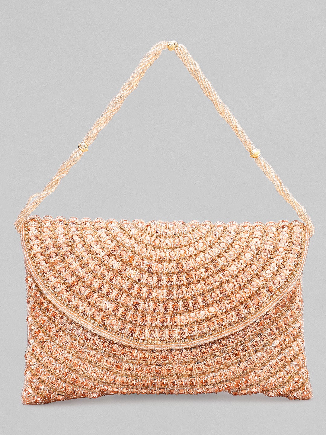 Wentra Brown Stoned Beadwork Hand Bag