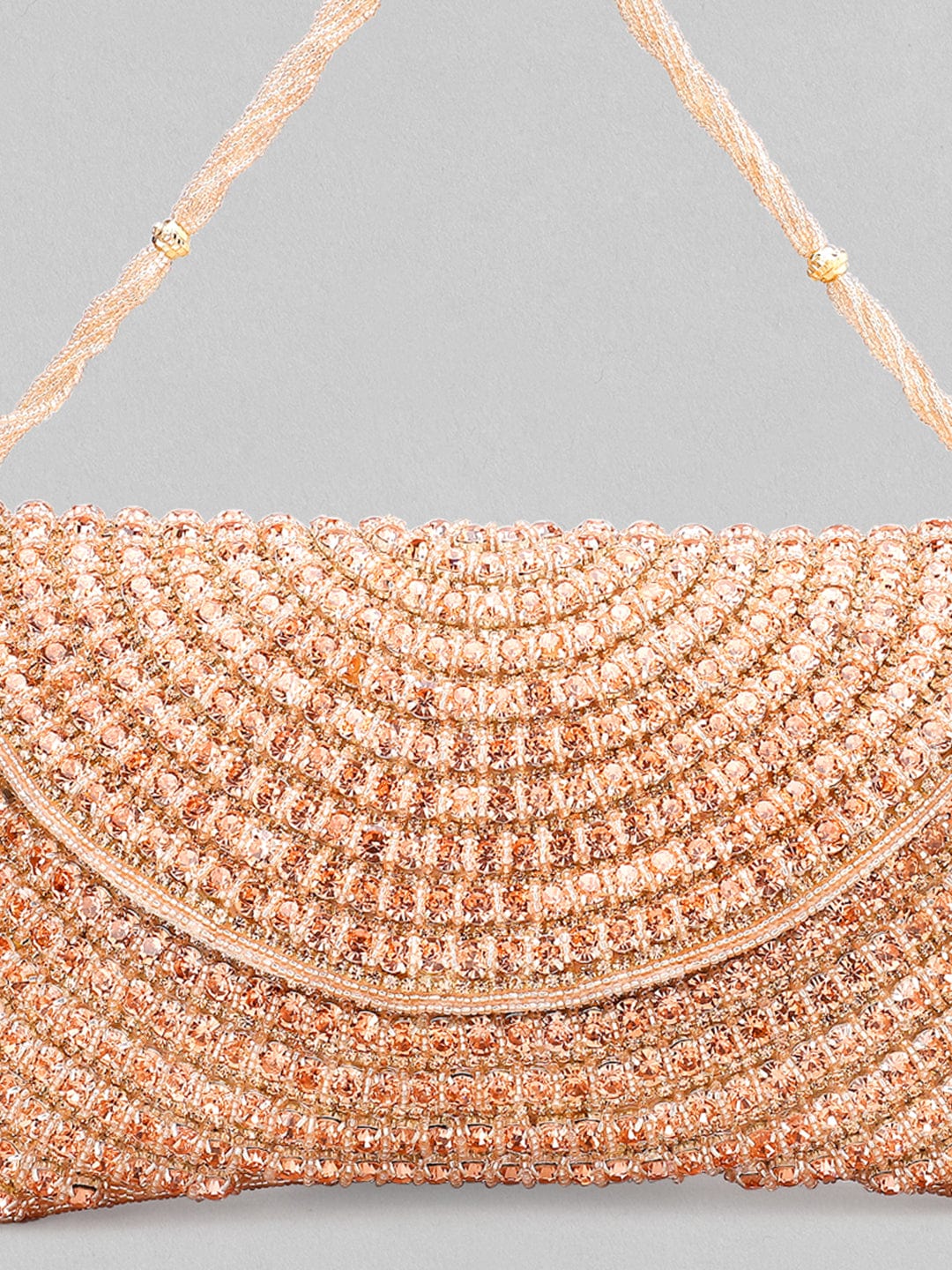 Wentra Brown Stoned Beadwork Hand Bag