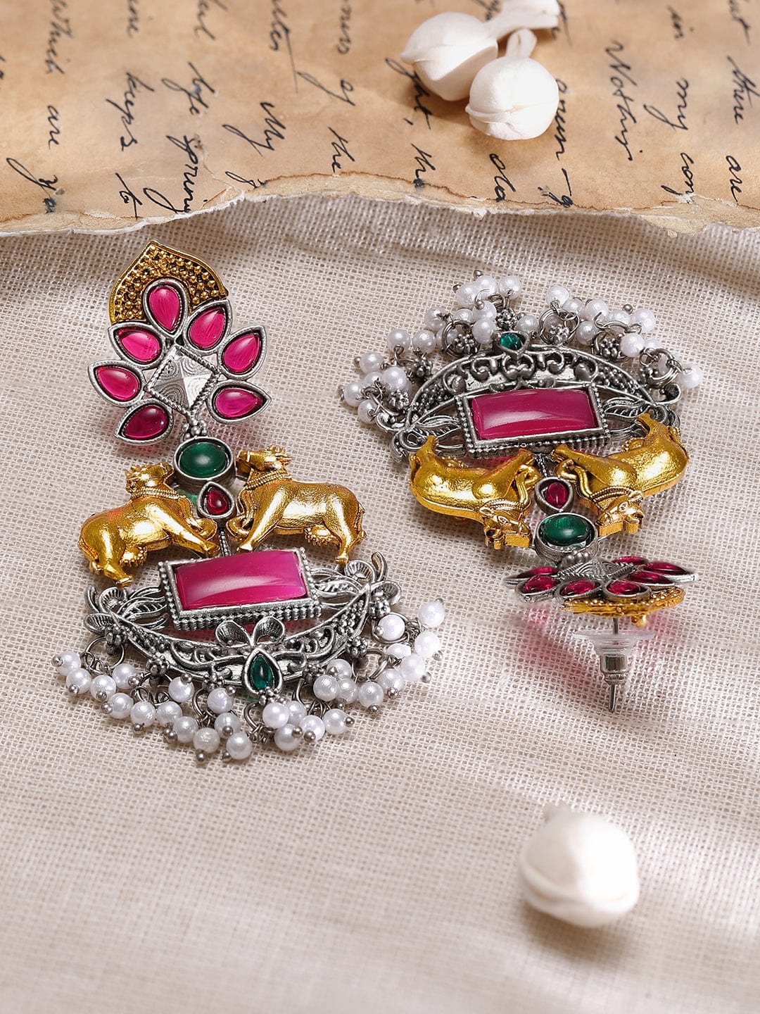 Designer Edge Cow Motif Multicolour Earrings