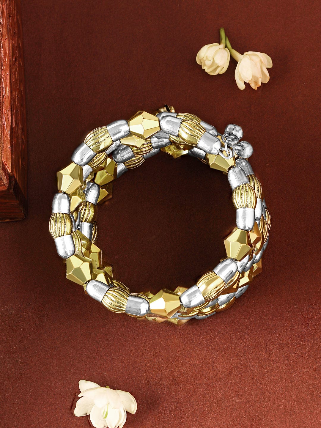 Wentra Dual Silver & 18K Gold-Plated Multi-Layered Statement Bracelet