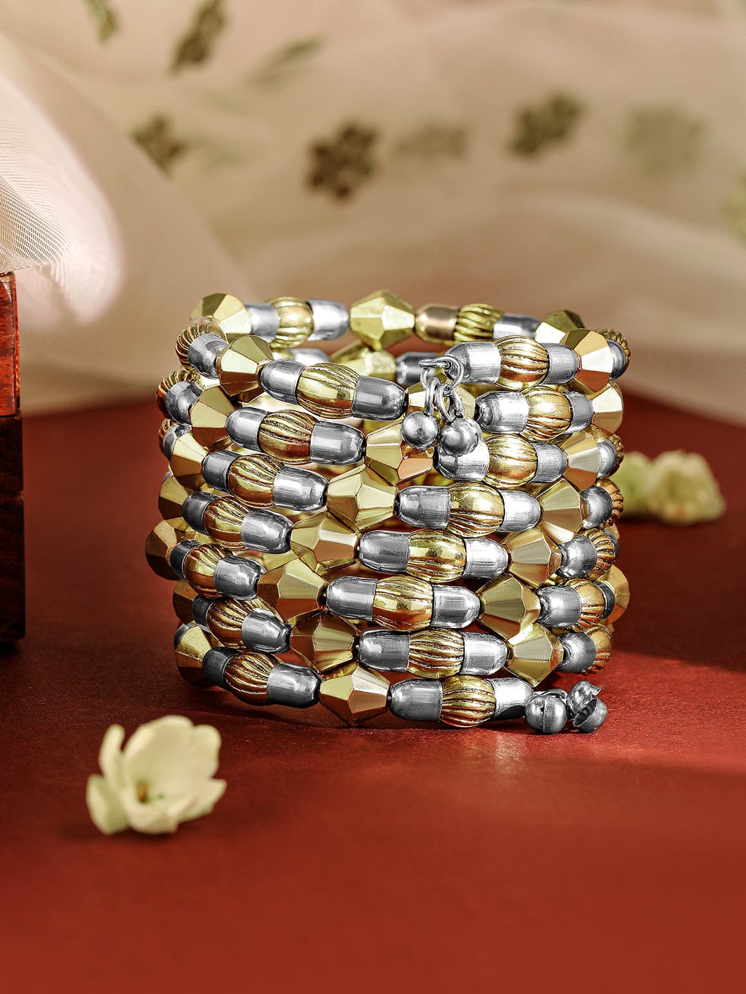 Wentra Dual Silver & 18K Gold-Plated Multi-Layered Statement Bracelet