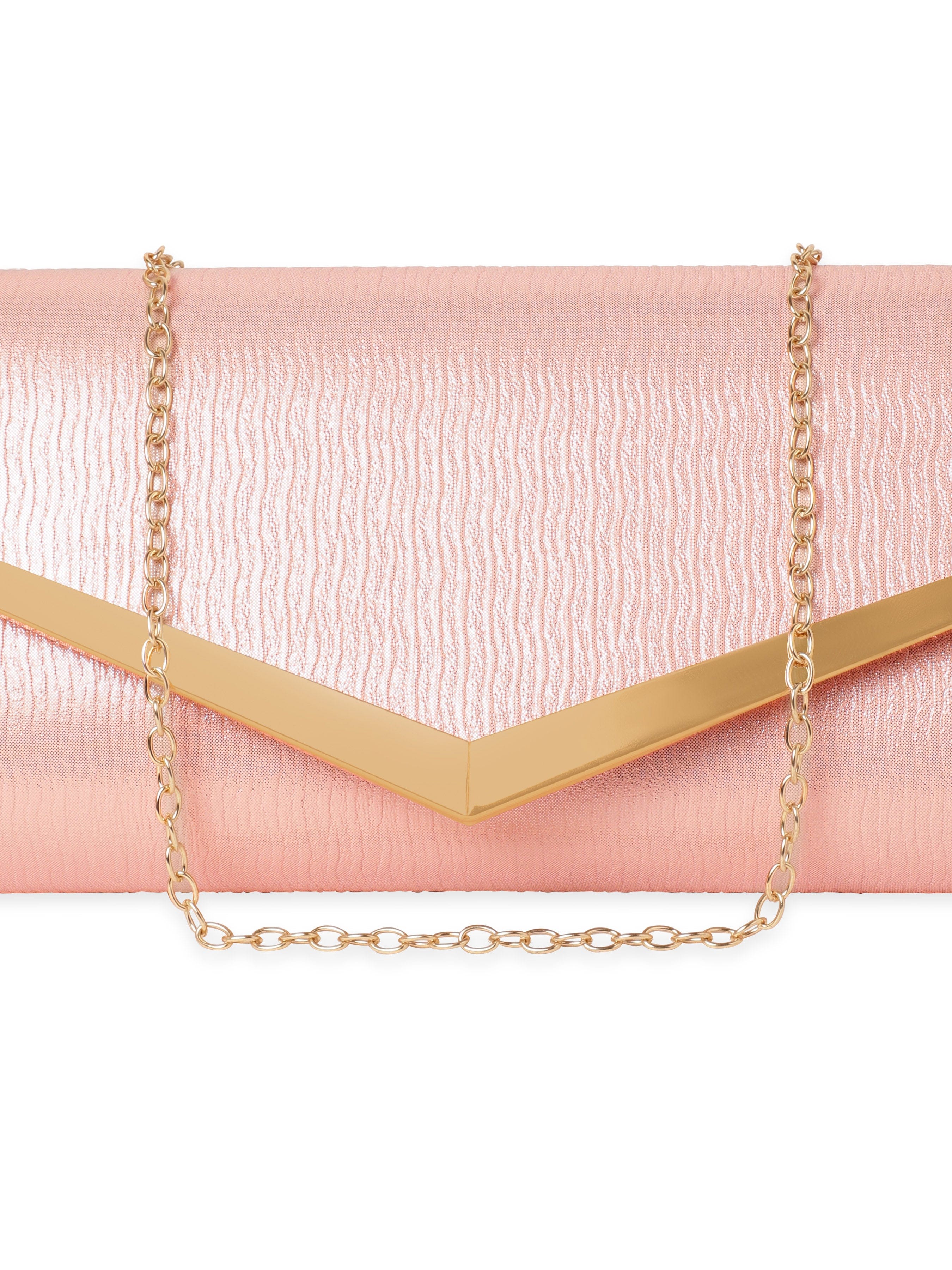 Wentra Elegance in Peach Handcrafted Peach Clutch Bag