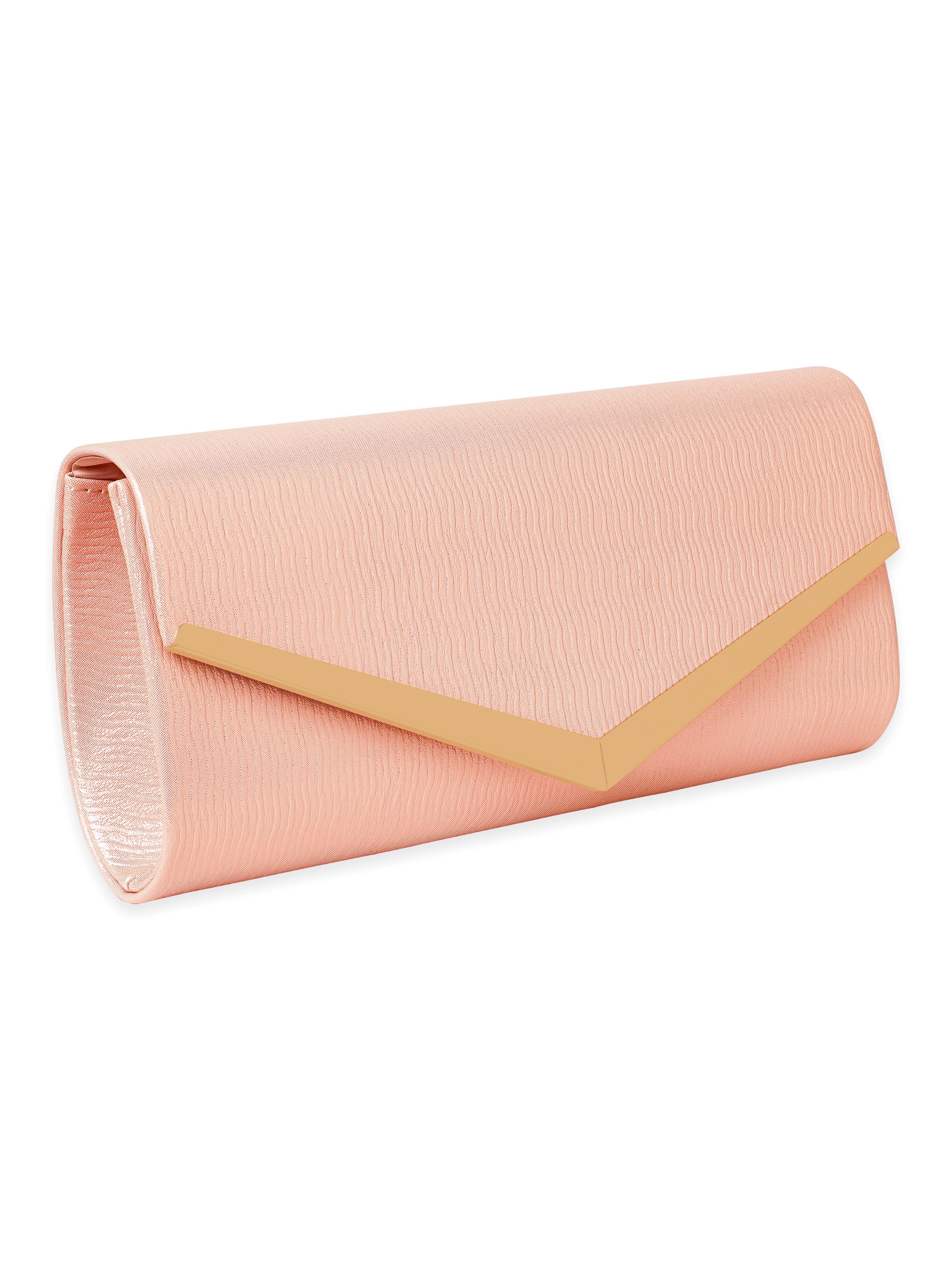 Wentra Elegance in Peach Handcrafted Peach Clutch Bag