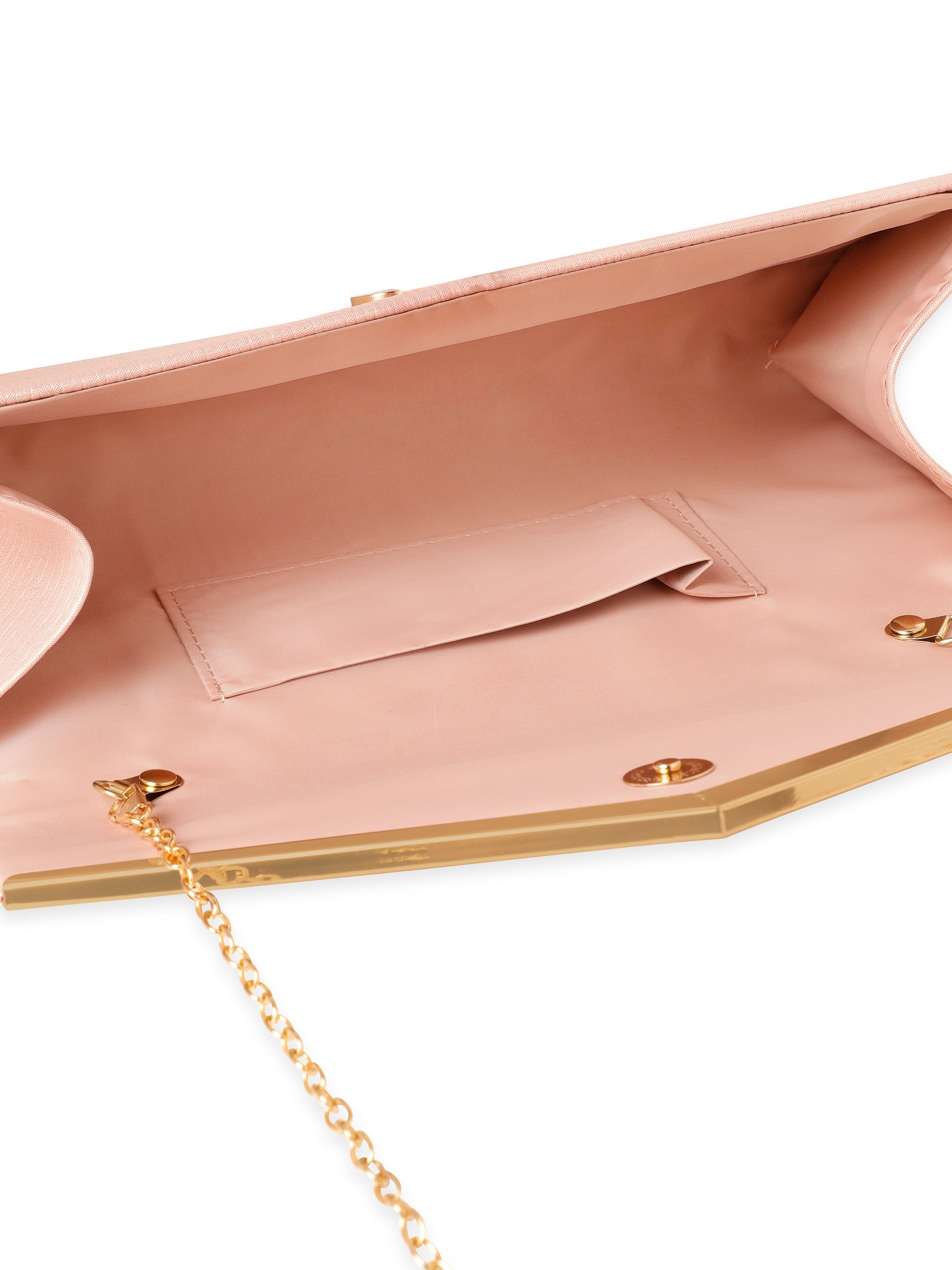 Wentra Elegance in Peach Handcrafted Peach Clutch Bag