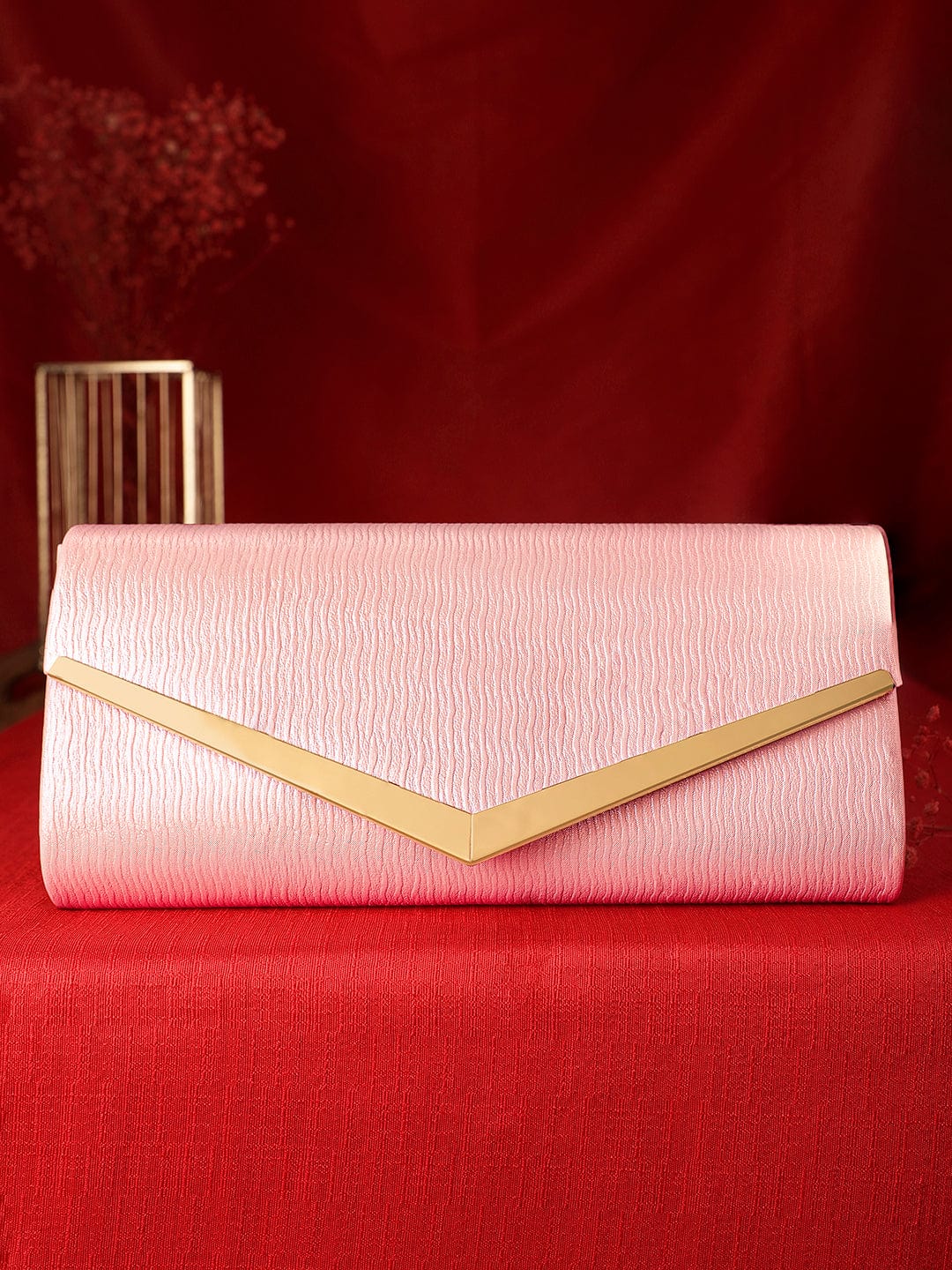 Wentra Elegance in Peach Handcrafted Peach Clutch Bag