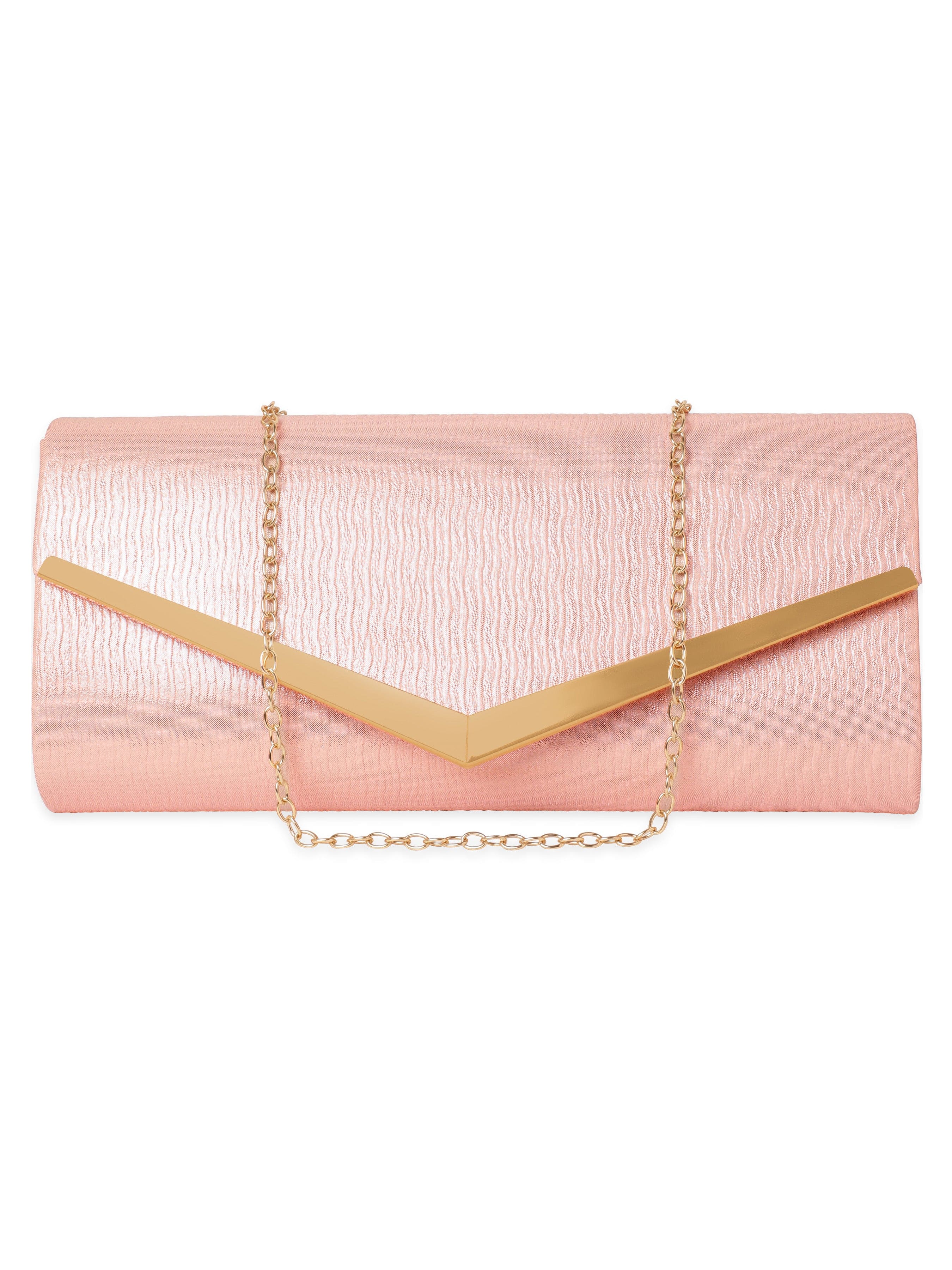Wentra Elegance in Peach Handcrafted Peach Clutch Bag