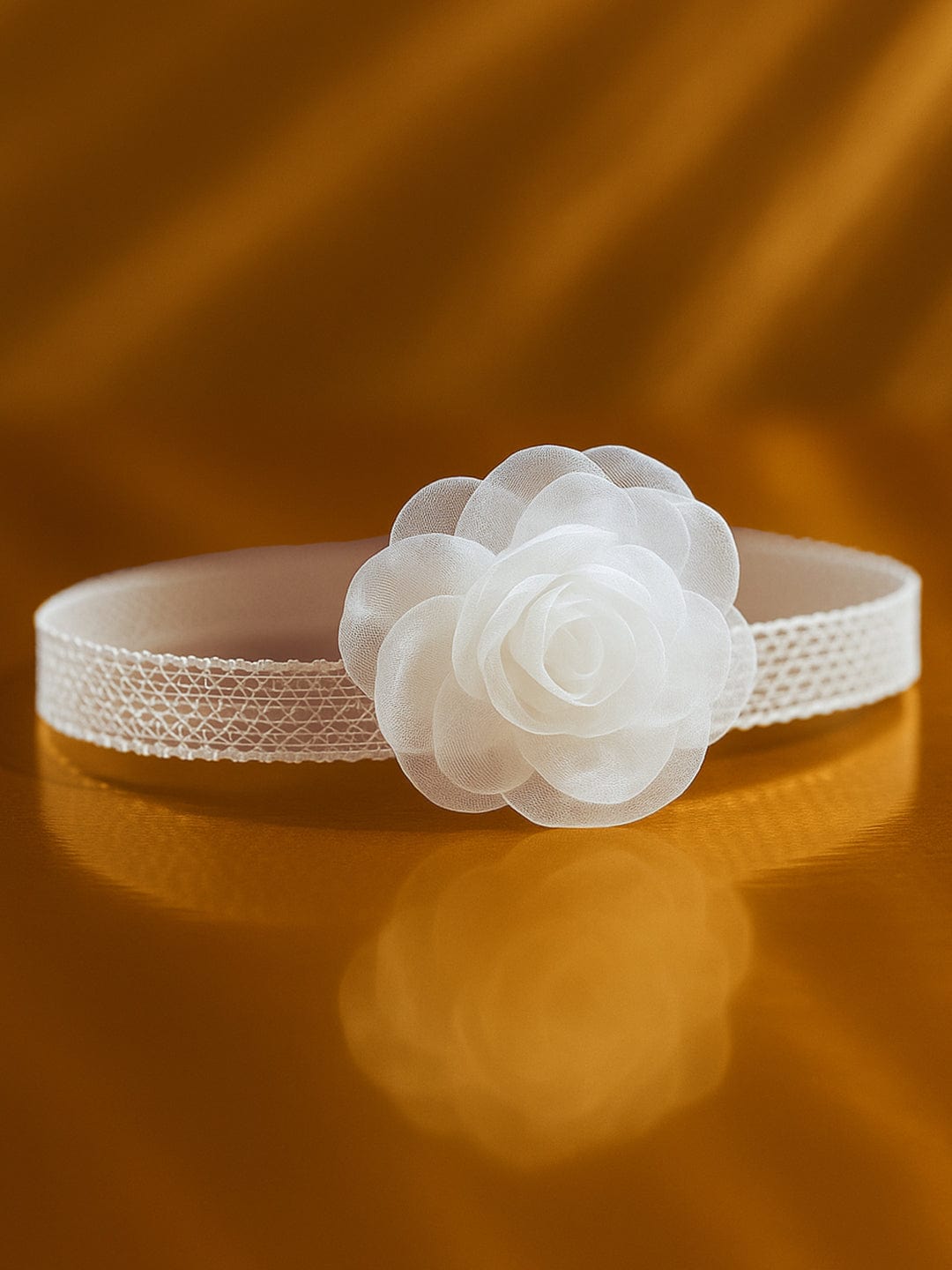 White Lace Choker with Flower Accent