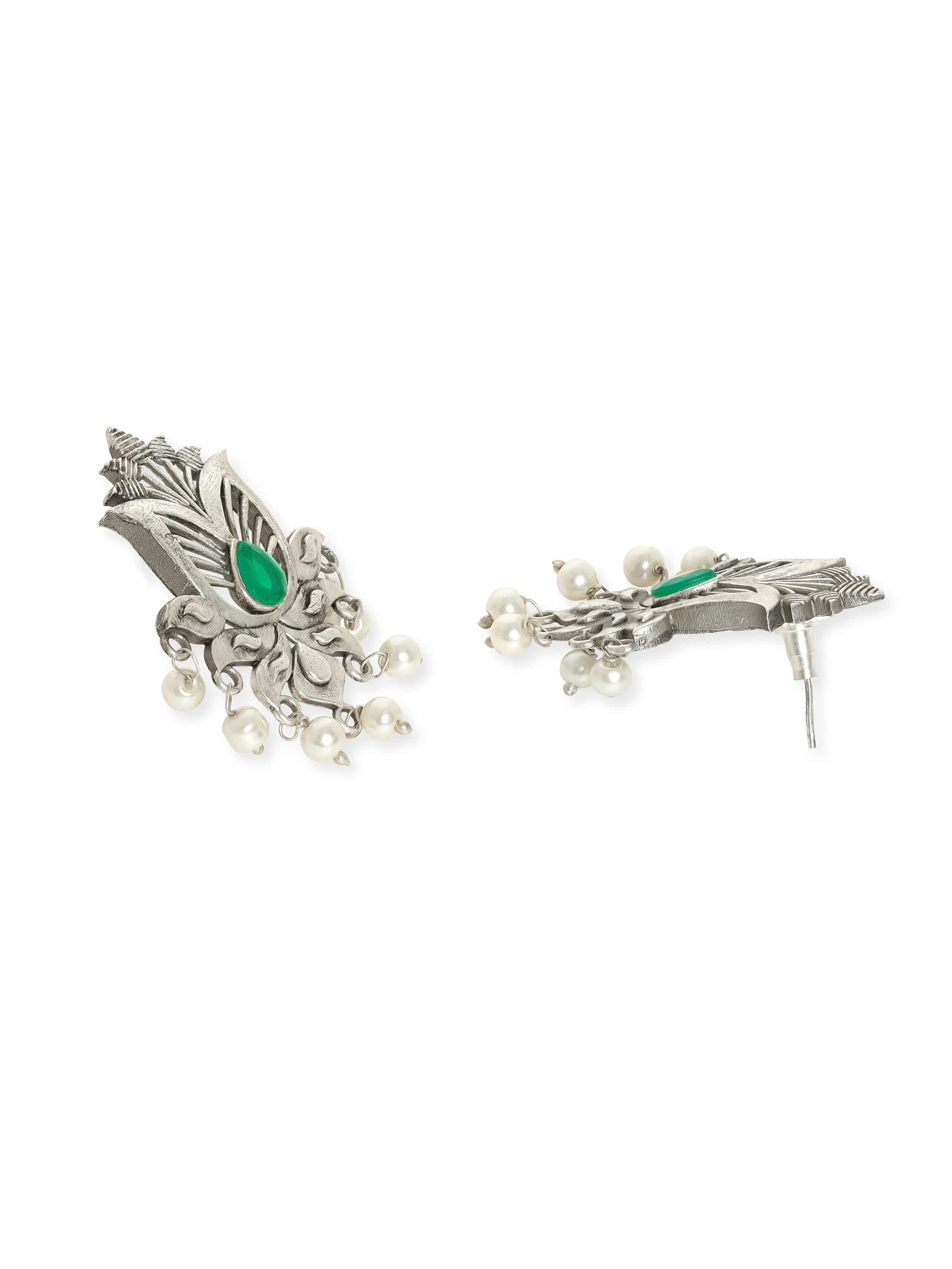 Boho Bloom Green Oxidised Earrings