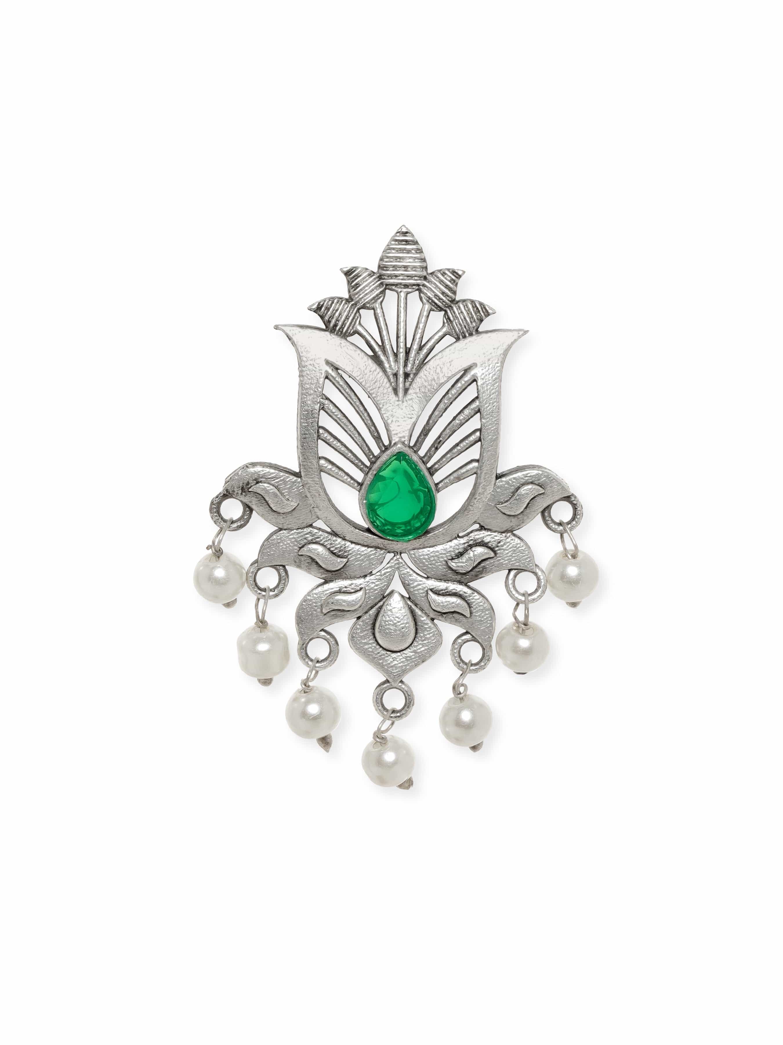 Boho Bloom Green Oxidised Earrings