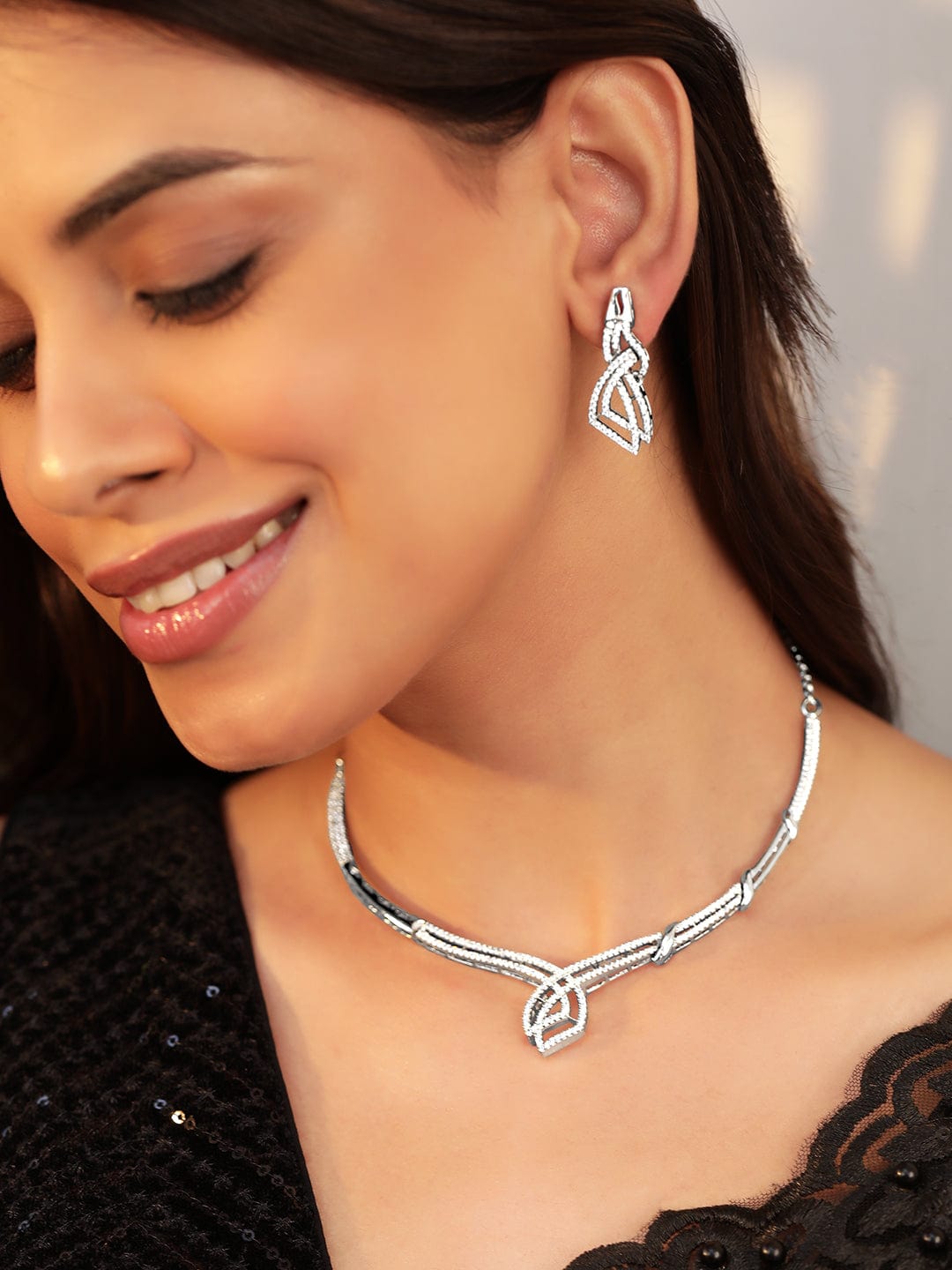 American Diamond Zirconia Necklace Set