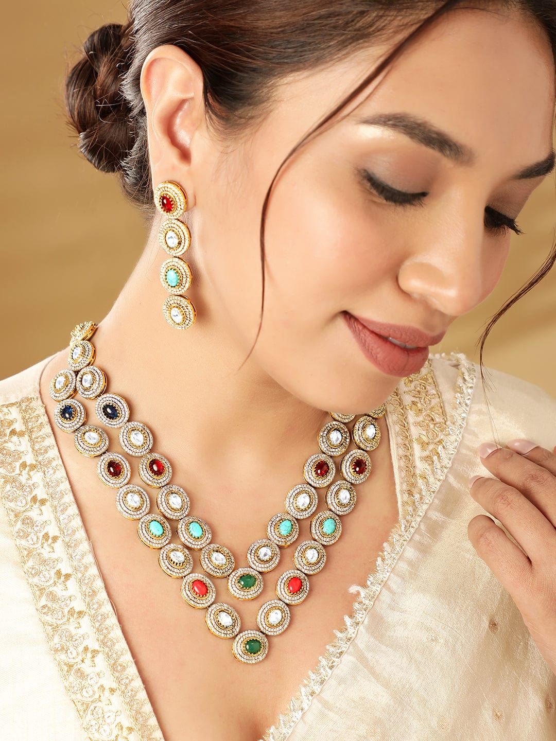 Iconic AD & Kundan Statement Necklace Set