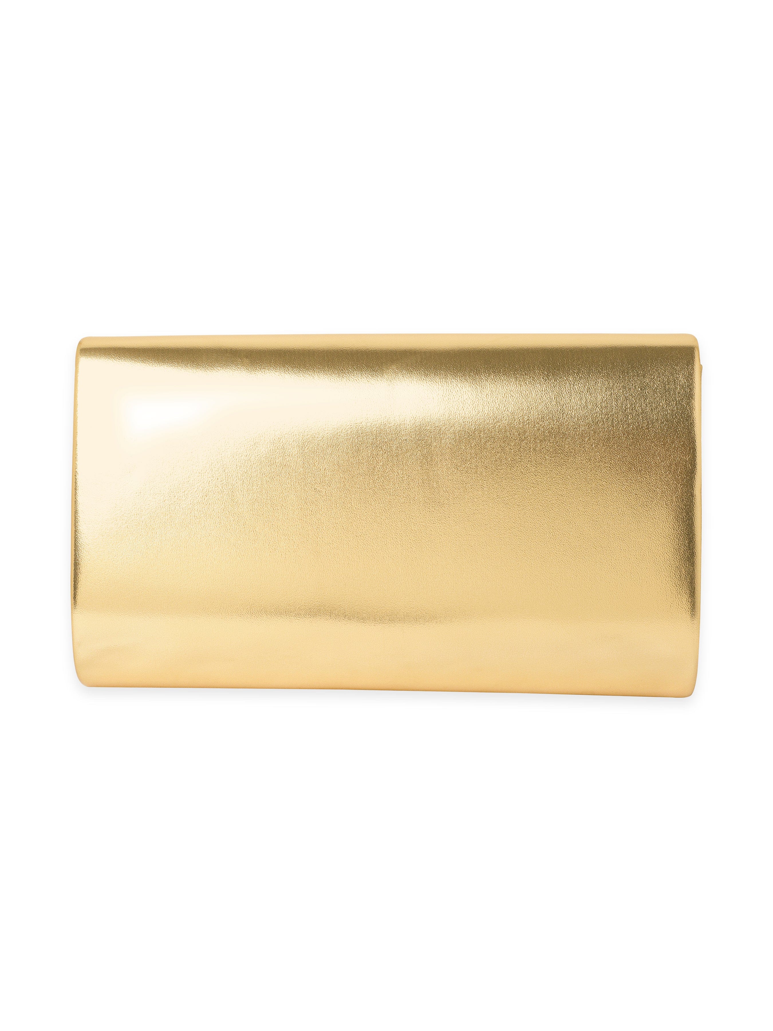 Wentra Gilded Allure Golden Glossy Finish Clutch Bag