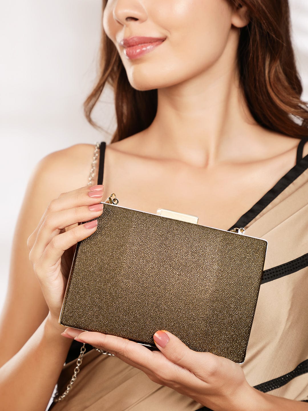 Wentra Gilded Glamour Handcrafted Shimmery Clutch Bag